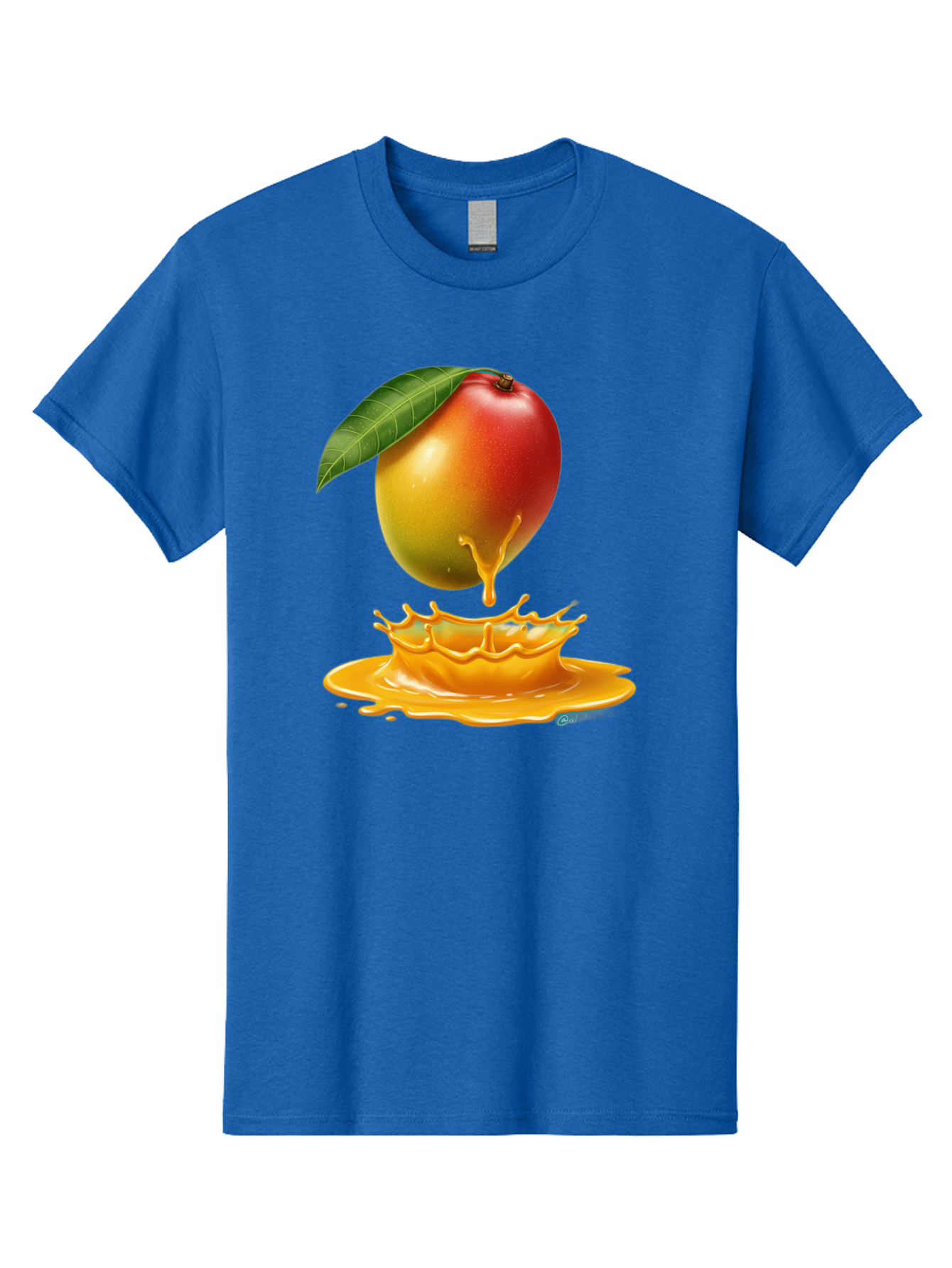 Juicy-Mango Men'S Graphic Tee, 100% Cotton, Comfortable Casual Summer Wear, Machine Washable, Juicy Mango, Mango Juice Splash, Fresh Fruit, Vibrant Colors, Ripe Mango, Mango Pulp, Splash Effect, Sweet And Tangy Bac079