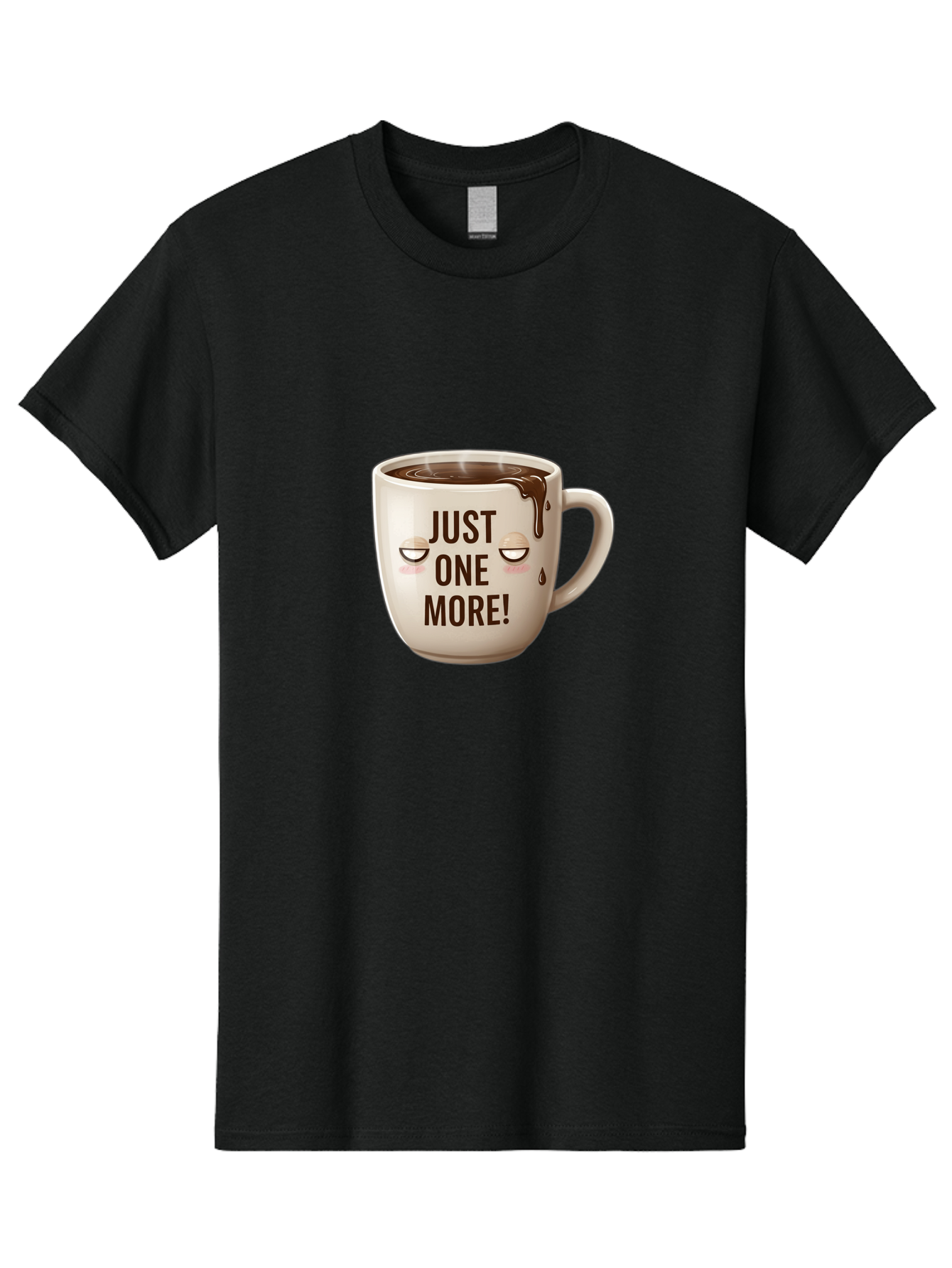 Just-One-More-1 Men'S Graphic Tee, 100% Cotton, Comfortable Casual Summer Wear, Machine Washable, Coffee Mug, Hot Chocolate, Morning Coffee, Funny Quote, Cute Design, Coffee Lover, Humorous Phrase, Adorable Character Bac080