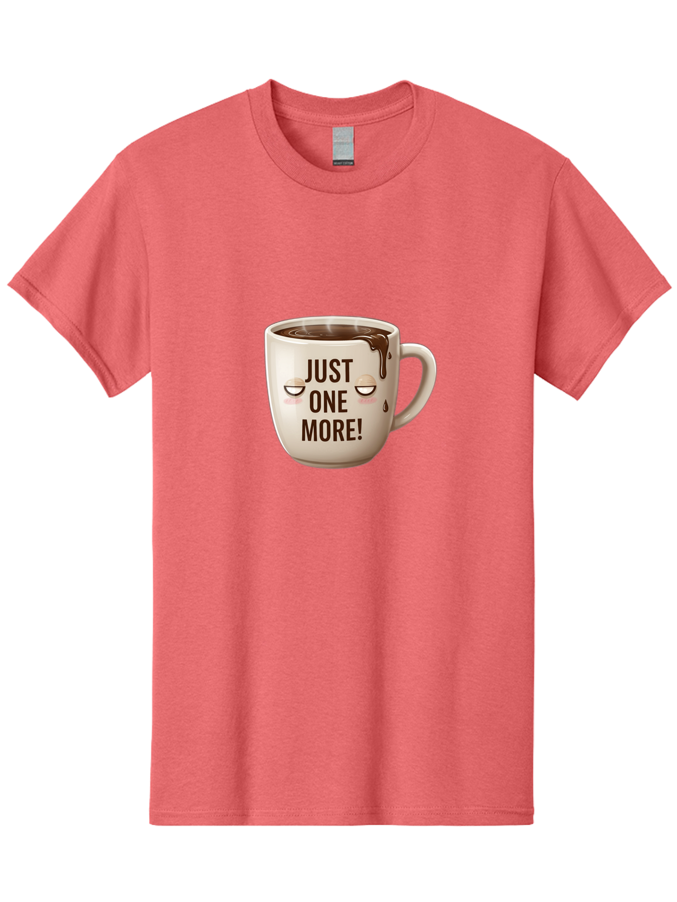 Just-One-More-1 Men'S Graphic Tee, 100% Cotton, Comfortable Casual Summer Wear, Machine Washable, Coffee Mug, Hot Chocolate, Morning Coffee, Funny Quote, Cute Design, Coffee Lover, Humorous Phrase, Adorable Character Bac080