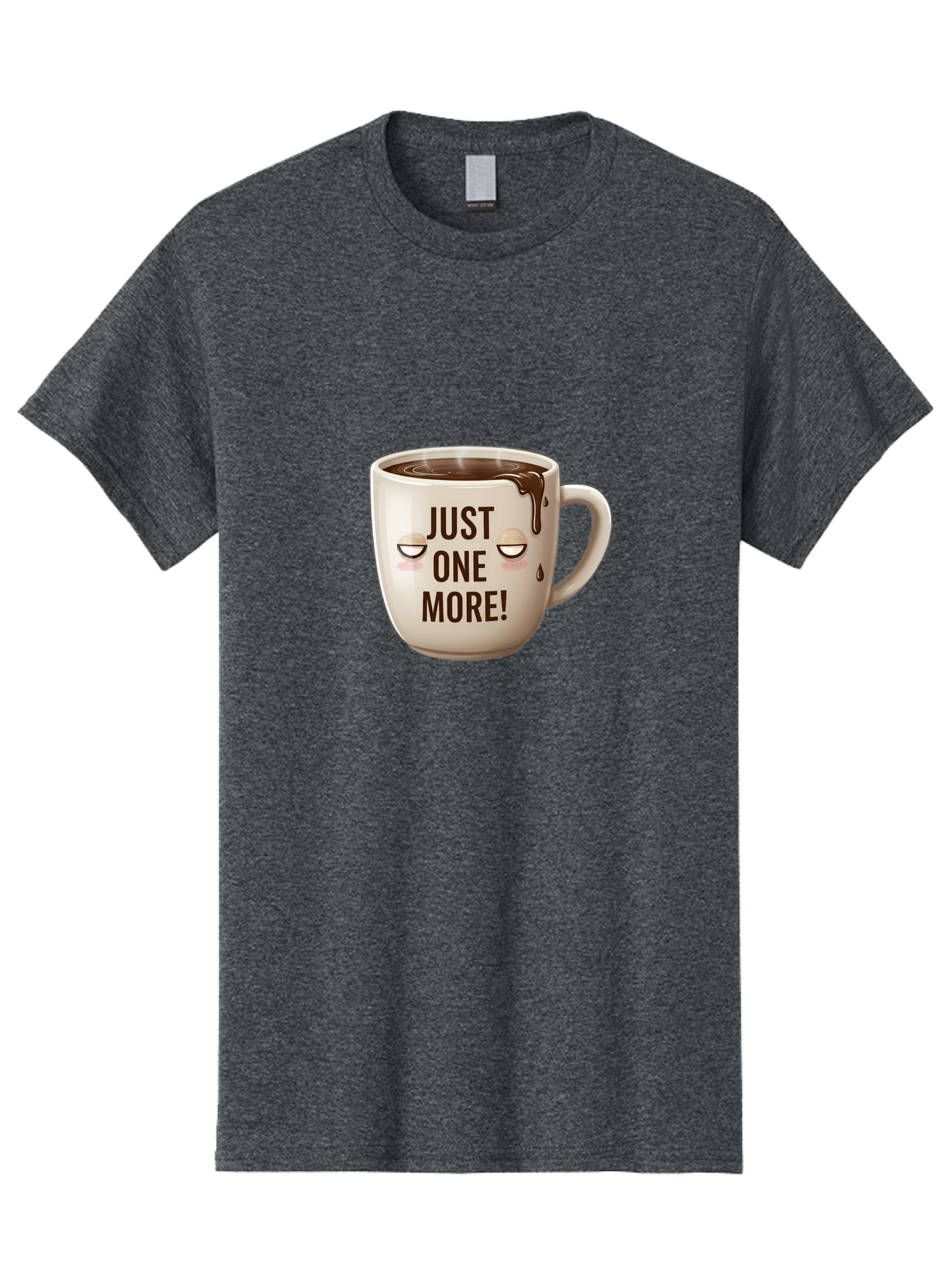 Just-One-More-1 Men'S Graphic Tee, 100% Cotton, Comfortable Casual Summer Wear, Machine Washable, Coffee Mug, Hot Chocolate, Morning Coffee, Funny Quote, Cute Design, Coffee Lover, Humorous Phrase, Adorable Character Bac080