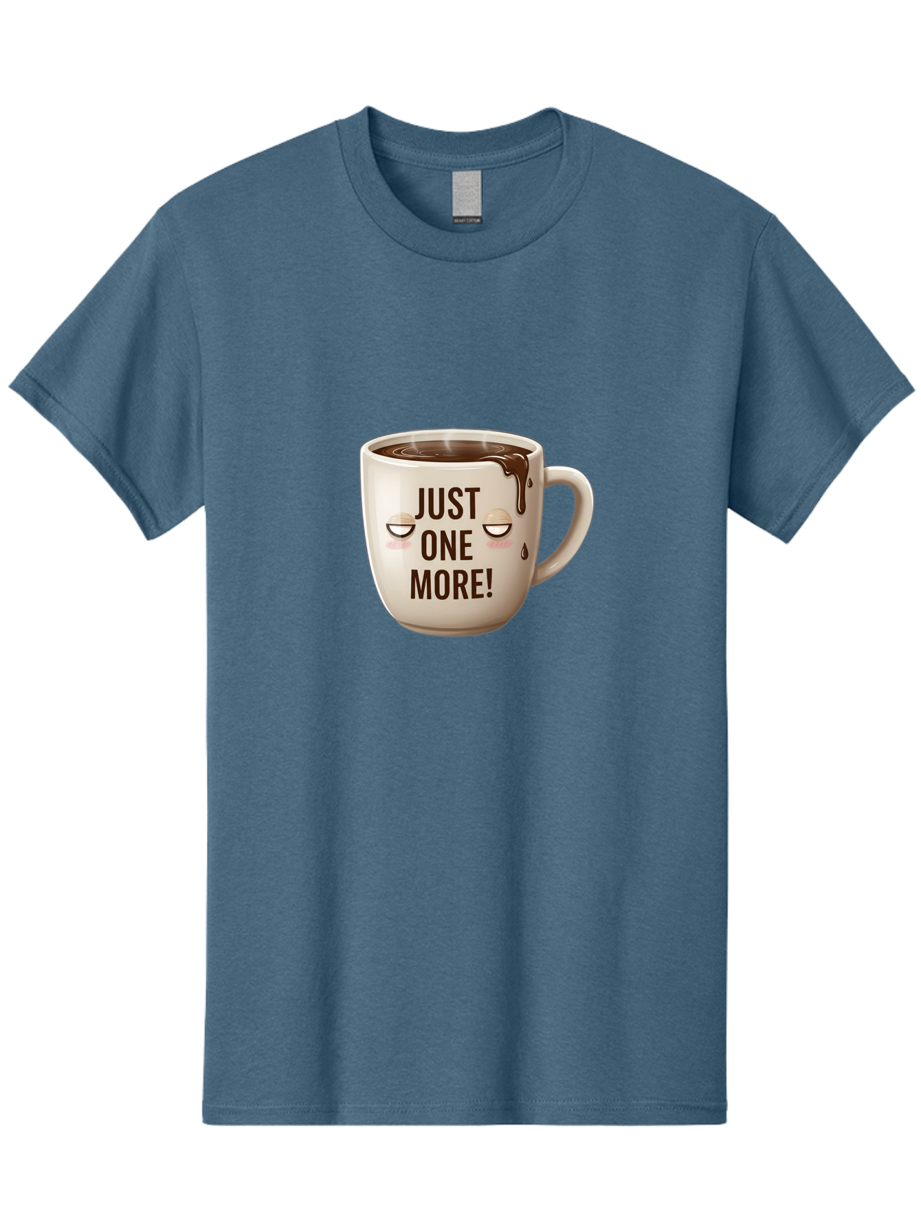 Just-One-More-1 Men'S Graphic Tee, 100% Cotton, Comfortable Casual Summer Wear, Machine Washable, Coffee Mug, Hot Chocolate, Morning Coffee, Funny Quote, Cute Design, Coffee Lover, Humorous Phrase, Adorable Character Bac080