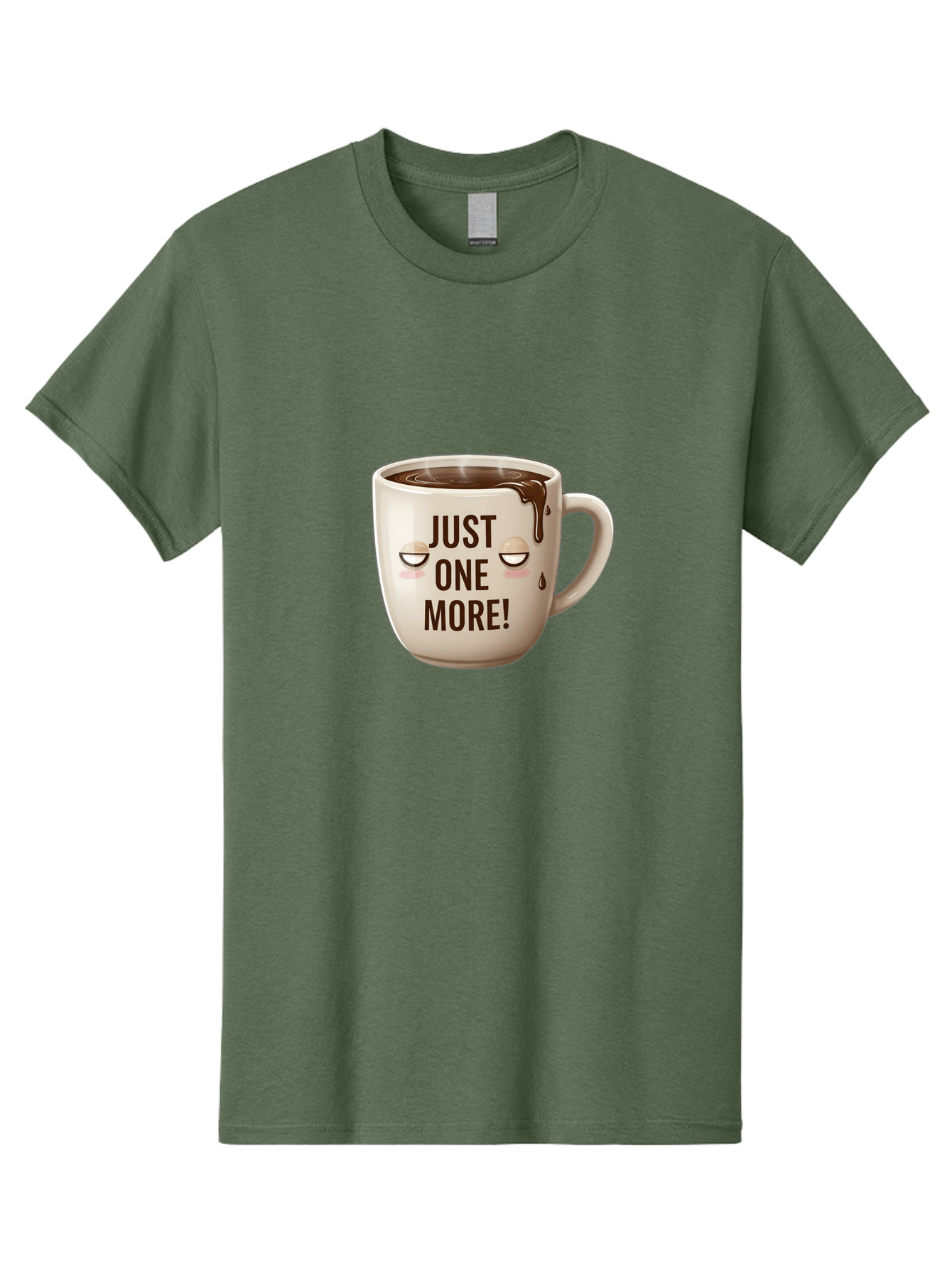Just-One-More-1 Men'S Graphic Tee, 100% Cotton, Comfortable Casual Summer Wear, Machine Washable, Coffee Mug, Hot Chocolate, Morning Coffee, Funny Quote, Cute Design, Coffee Lover, Humorous Phrase, Adorable Character Bac080