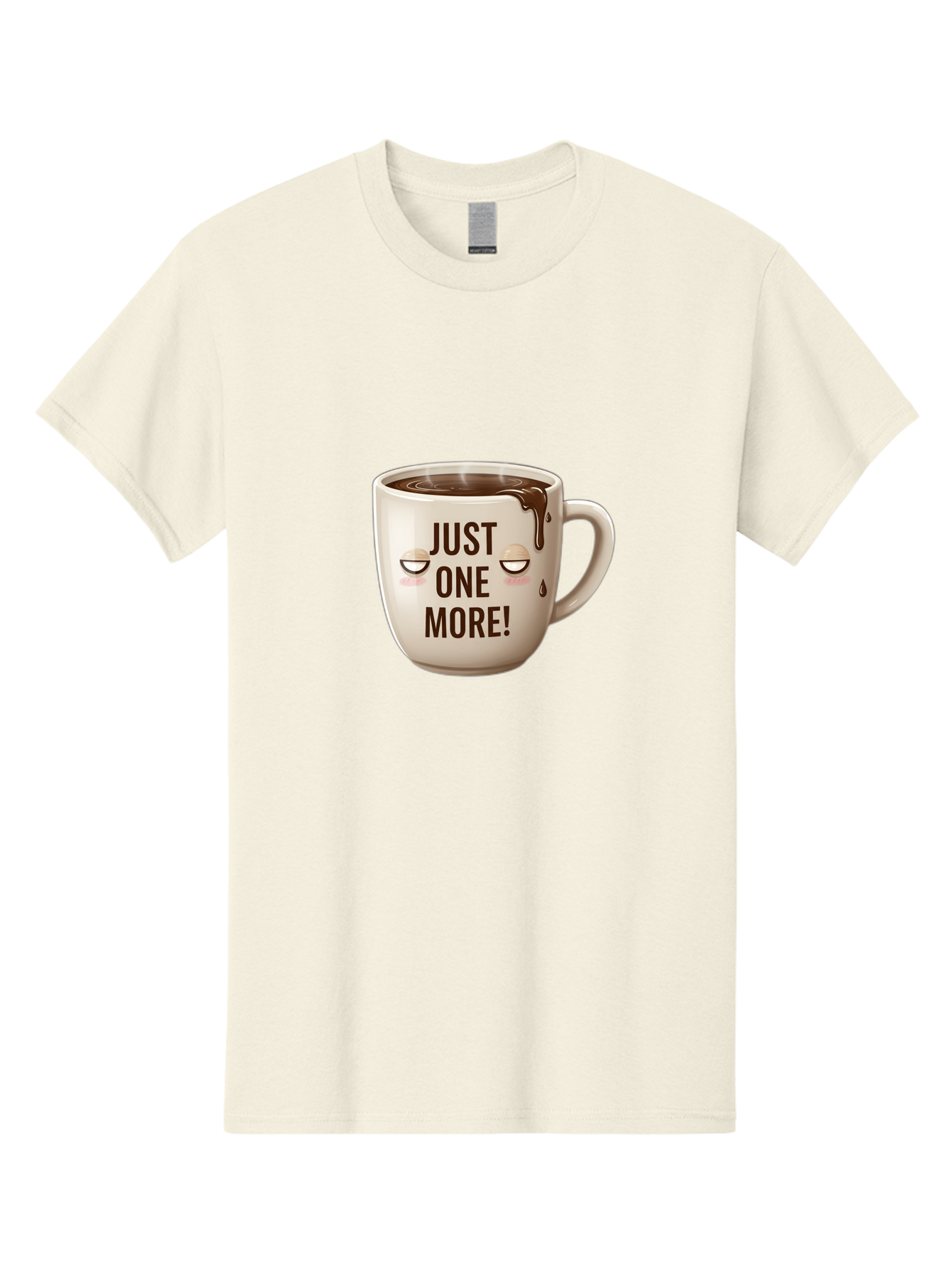 Just-One-More-1 Men'S Graphic Tee, 100% Cotton, Comfortable Casual Summer Wear, Machine Washable, Coffee Mug, Hot Chocolate, Morning Coffee, Funny Quote, Cute Design, Coffee Lover, Humorous Phrase, Adorable Character Bac080