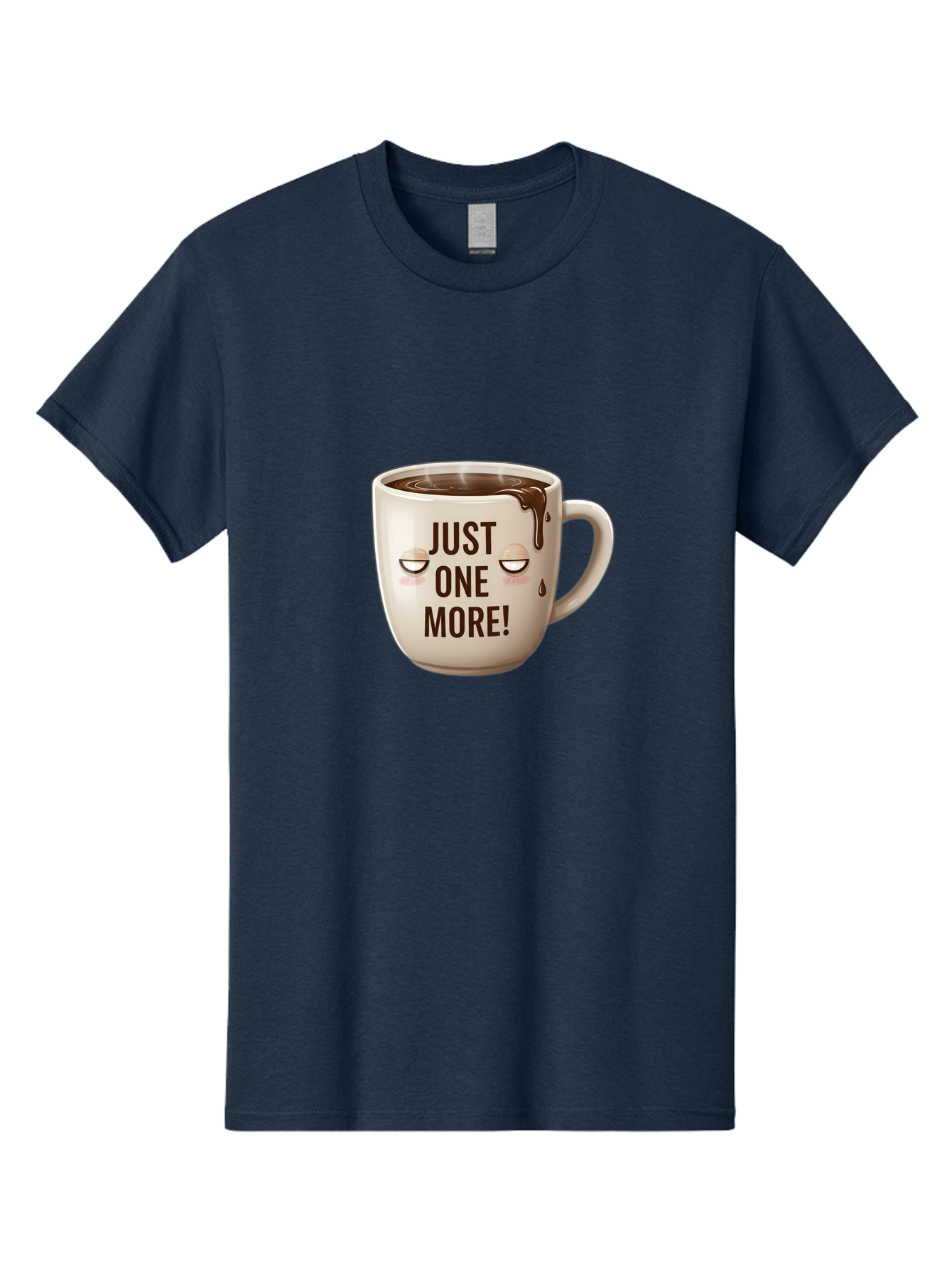 Just-One-More-1 Men'S Graphic Tee, 100% Cotton, Comfortable Casual Summer Wear, Machine Washable, Coffee Mug, Hot Chocolate, Morning Coffee, Funny Quote, Cute Design, Coffee Lover, Humorous Phrase, Adorable Character Bac080