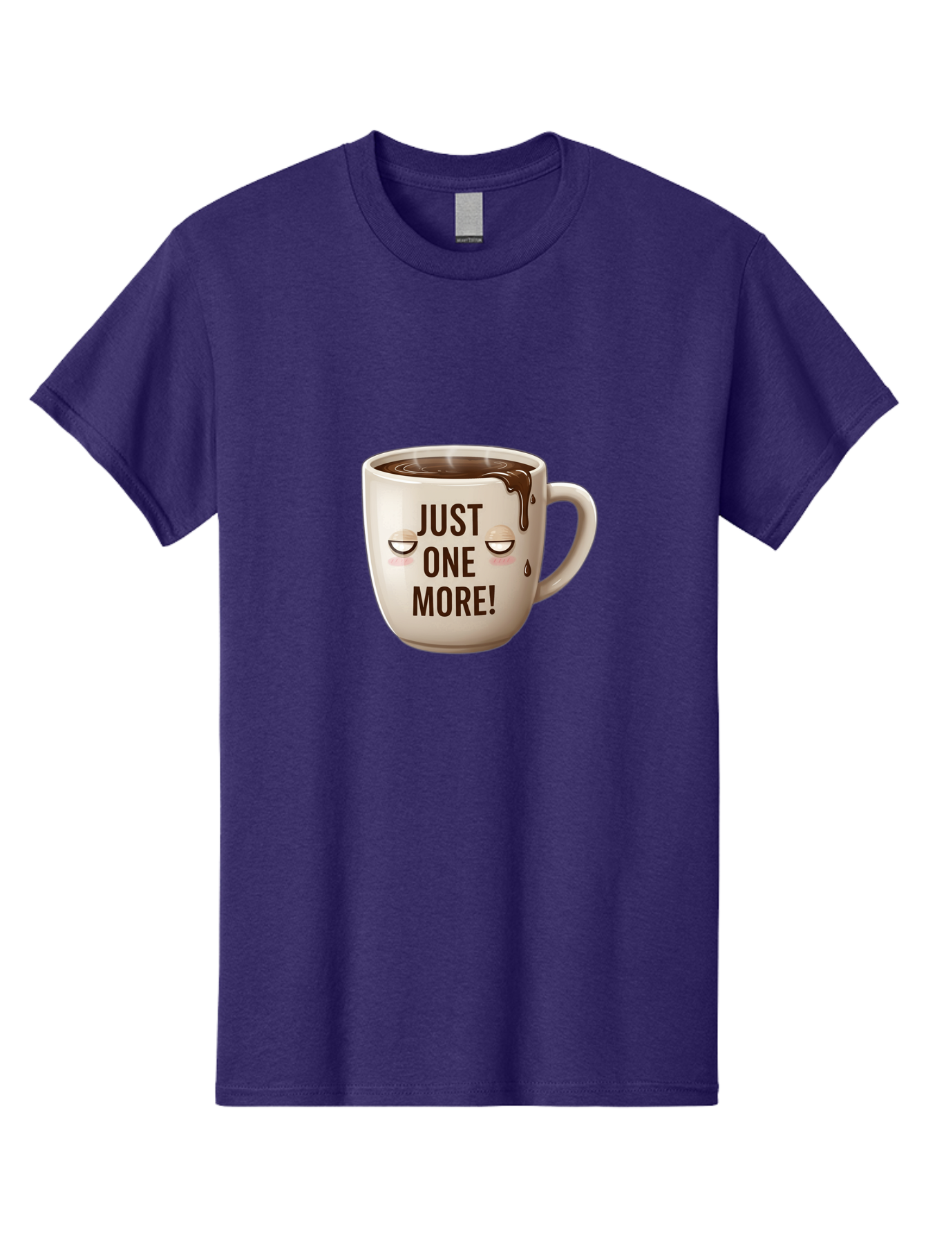 Just-One-More-1 Men'S Graphic Tee, 100% Cotton, Comfortable Casual Summer Wear, Machine Washable, Coffee Mug, Hot Chocolate, Morning Coffee, Funny Quote, Cute Design, Coffee Lover, Humorous Phrase, Adorable Character Bac080