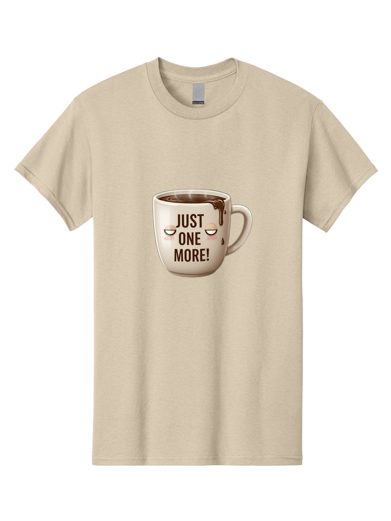 Just-One-More-1 Men'S Graphic Tee, 100% Cotton, Comfortable Casual Summer Wear, Machine Washable, Coffee Mug, Hot Chocolate, Morning Coffee, Funny Quote, Cute Design, Coffee Lover, Humorous Phrase, Adorable Character Bac080