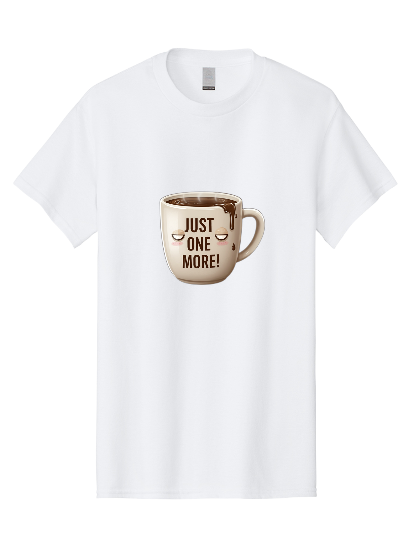 Just-One-More-1 Men'S Graphic Tee, 100% Cotton, Comfortable Casual Summer Wear, Machine Washable, Coffee Mug, Hot Chocolate, Morning Coffee, Funny Quote, Cute Design, Coffee Lover, Humorous Phrase, Adorable Character Bac080