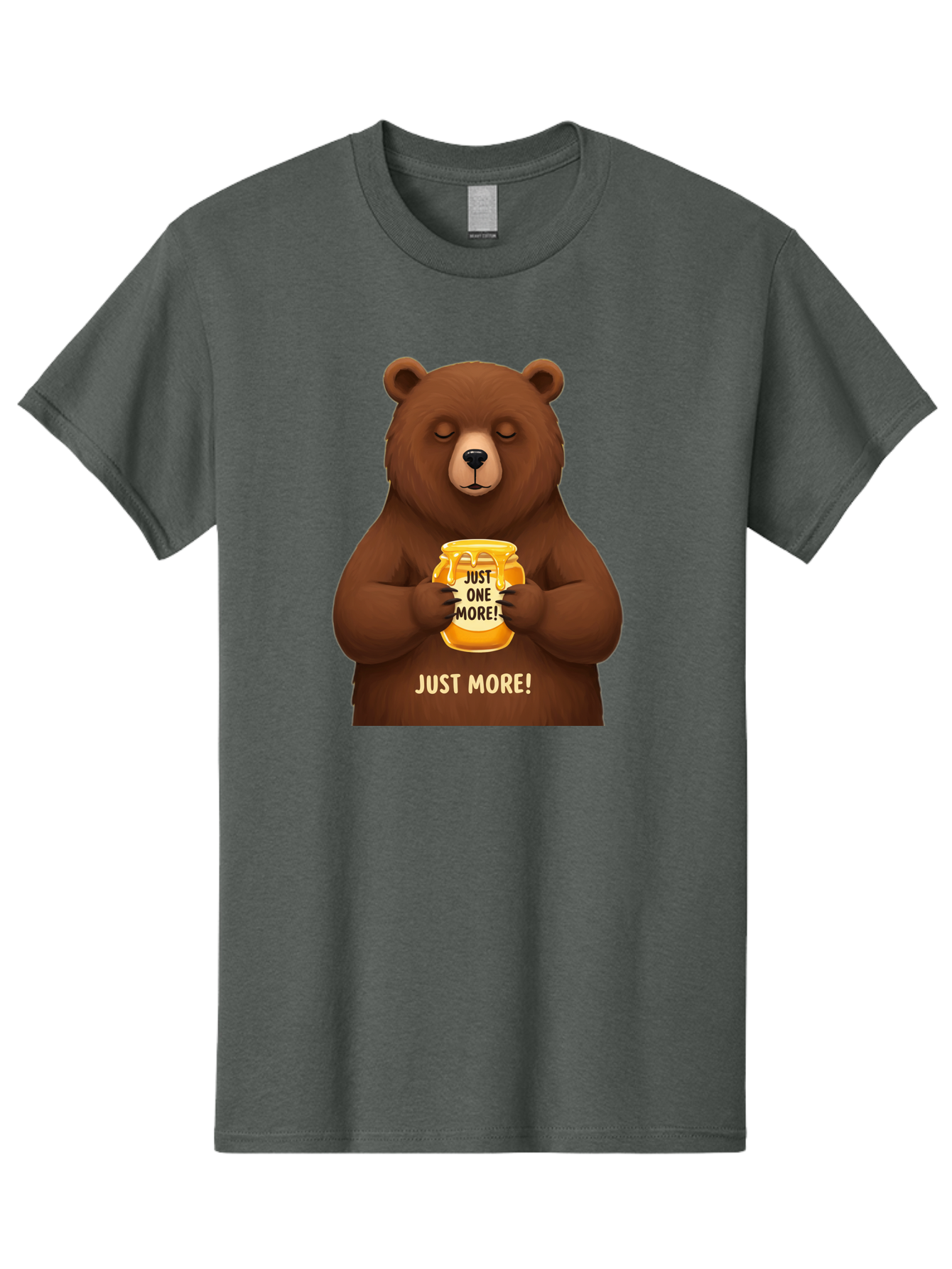 Just-One-More-2 Men'S Graphic Tee, 100% Cotton, Comfortable Casual Summer Wear, Machine Washable, Funny Bear, Beer Mug, Just One More, Humorous, Cartoon, Happy Hour, Beer Lover, Relaxed Bear, Amusing Character, Beer Culture Bac081