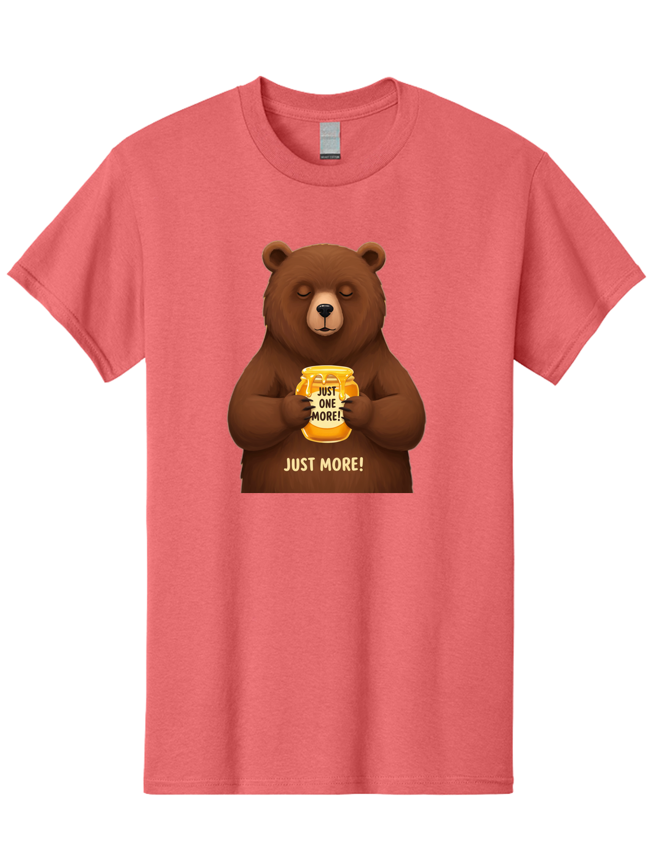 Just-One-More-2 Men'S Graphic Tee, 100% Cotton, Comfortable Casual Summer Wear, Machine Washable, Funny Bear, Beer Mug, Just One More, Humorous, Cartoon, Happy Hour, Beer Lover, Relaxed Bear, Amusing Character, Beer Culture Bac081
