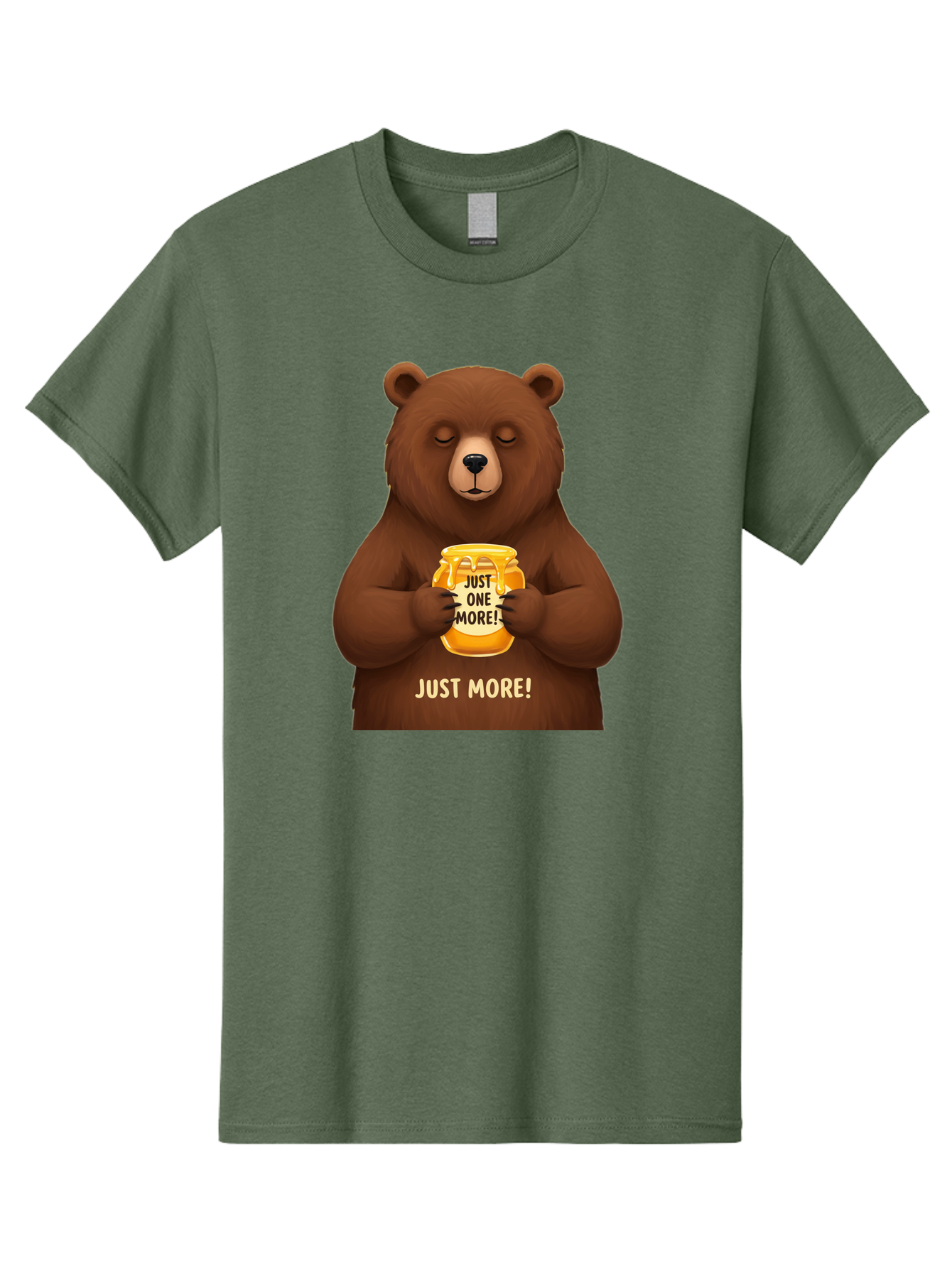 Just-One-More-2 Men'S Graphic Tee, 100% Cotton, Comfortable Casual Summer Wear, Machine Washable, Funny Bear, Beer Mug, Just One More, Humorous, Cartoon, Happy Hour, Beer Lover, Relaxed Bear, Amusing Character, Beer Culture Bac081
