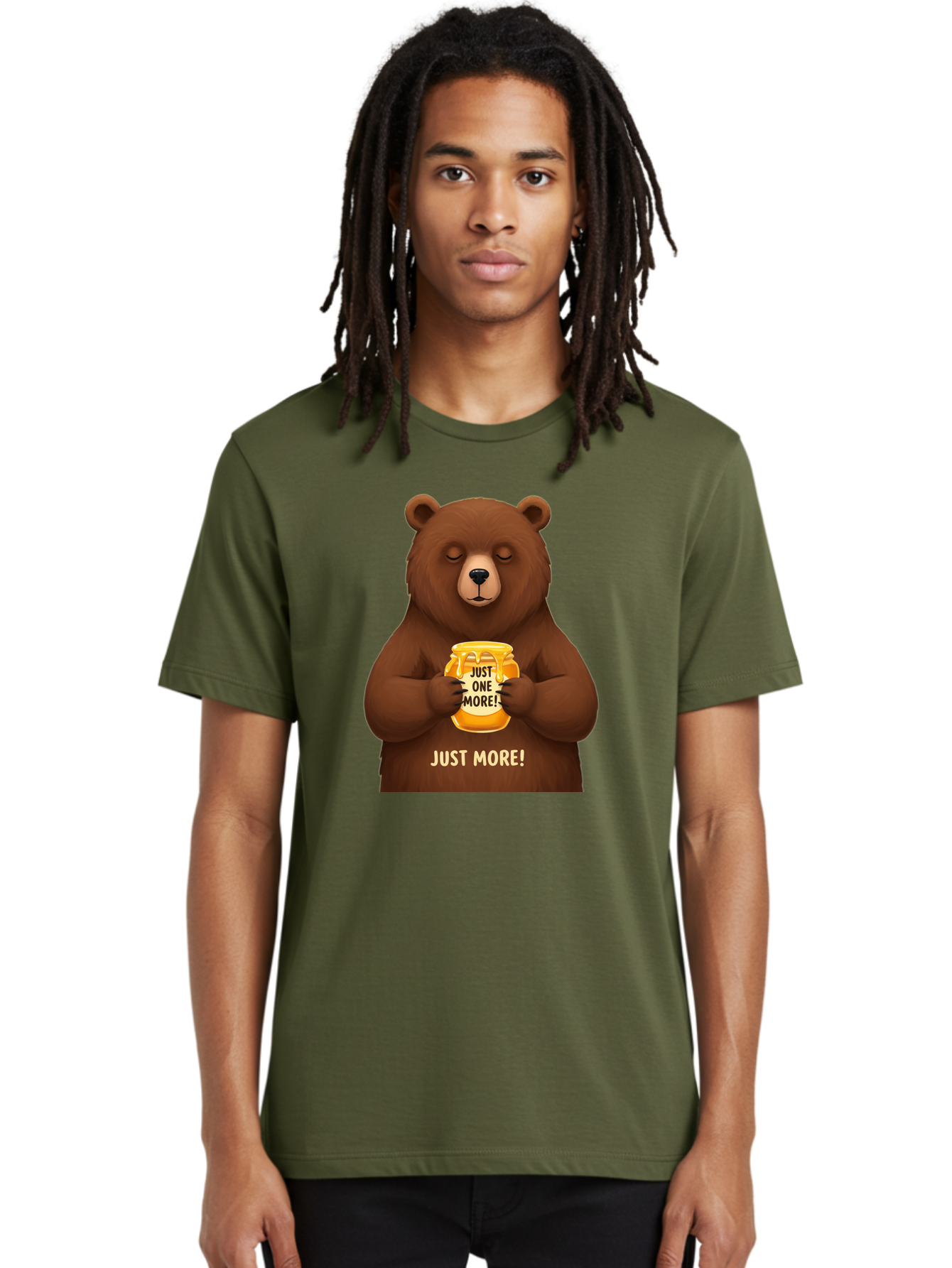 Just-One-More-2 Men'S Graphic Tee, 100% Cotton, Comfortable Casual Summer Wear, Machine Washable, Funny Bear, Beer Mug, Just One More, Humorous, Cartoon, Happy Hour, Beer Lover, Relaxed Bear, Amusing Character, Beer Culture Bac081