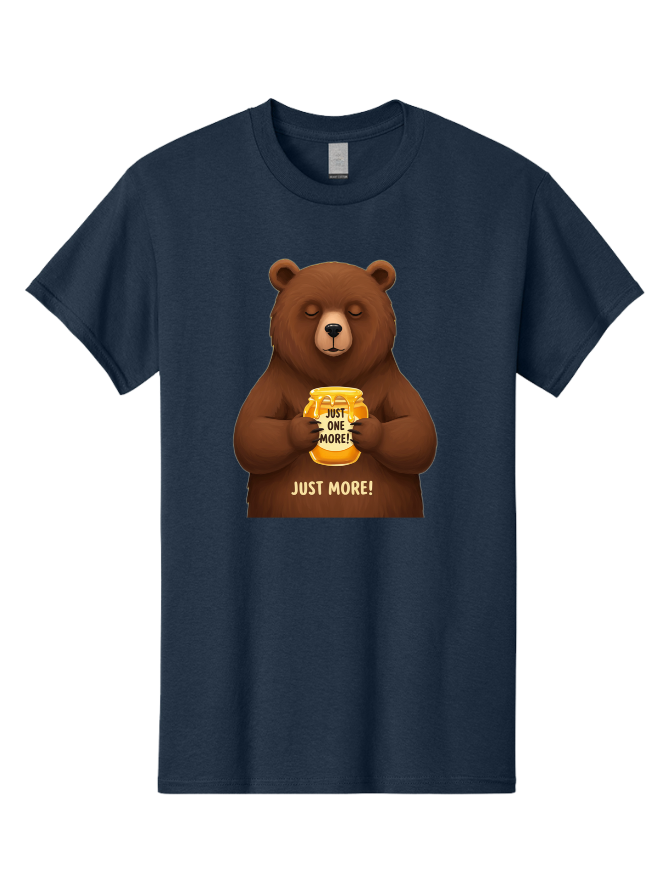 Just-One-More-2 Men'S Graphic Tee, 100% Cotton, Comfortable Casual Summer Wear, Machine Washable, Funny Bear, Beer Mug, Just One More, Humorous, Cartoon, Happy Hour, Beer Lover, Relaxed Bear, Amusing Character, Beer Culture Bac081