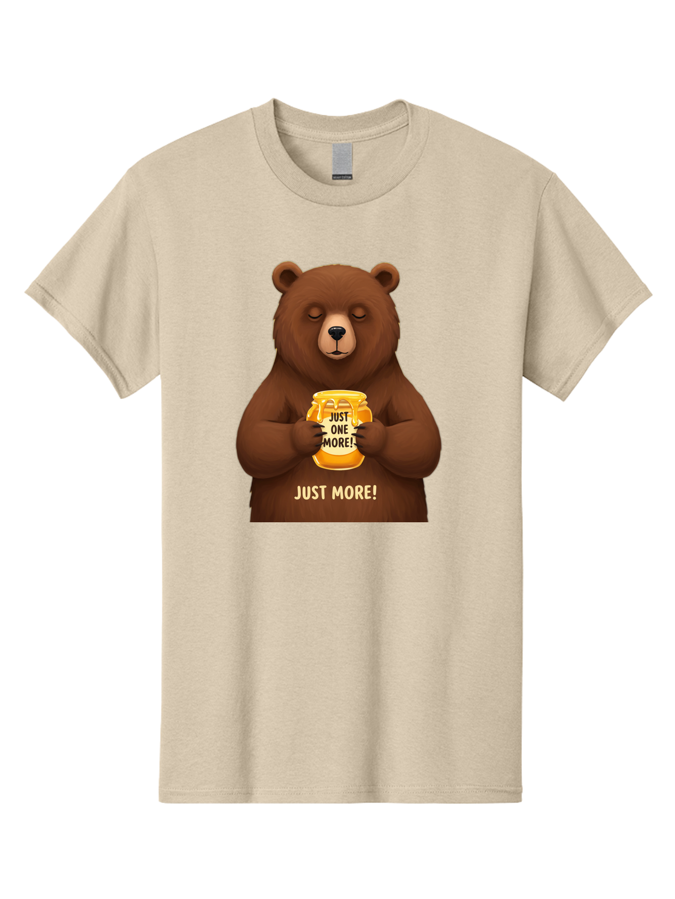 Just-One-More-2 Men'S Graphic Tee, 100% Cotton, Comfortable Casual Summer Wear, Machine Washable, Funny Bear, Beer Mug, Just One More, Humorous, Cartoon, Happy Hour, Beer Lover, Relaxed Bear, Amusing Character, Beer Culture Bac081