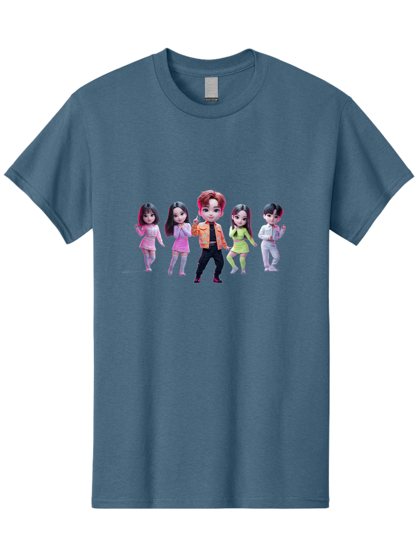 K-Pop-Group-2 Men'S Graphic Tee, 100% Cotton, Comfortable Casual Summer Wear, Machine Washable, K-Pop Idols, Group Of Dancers, Pastel Colors, Fashionable Outfits, Modern Style, Dancing Pose, Kawaii Aesthetic, Idol Culture, Pop Culture Bac091