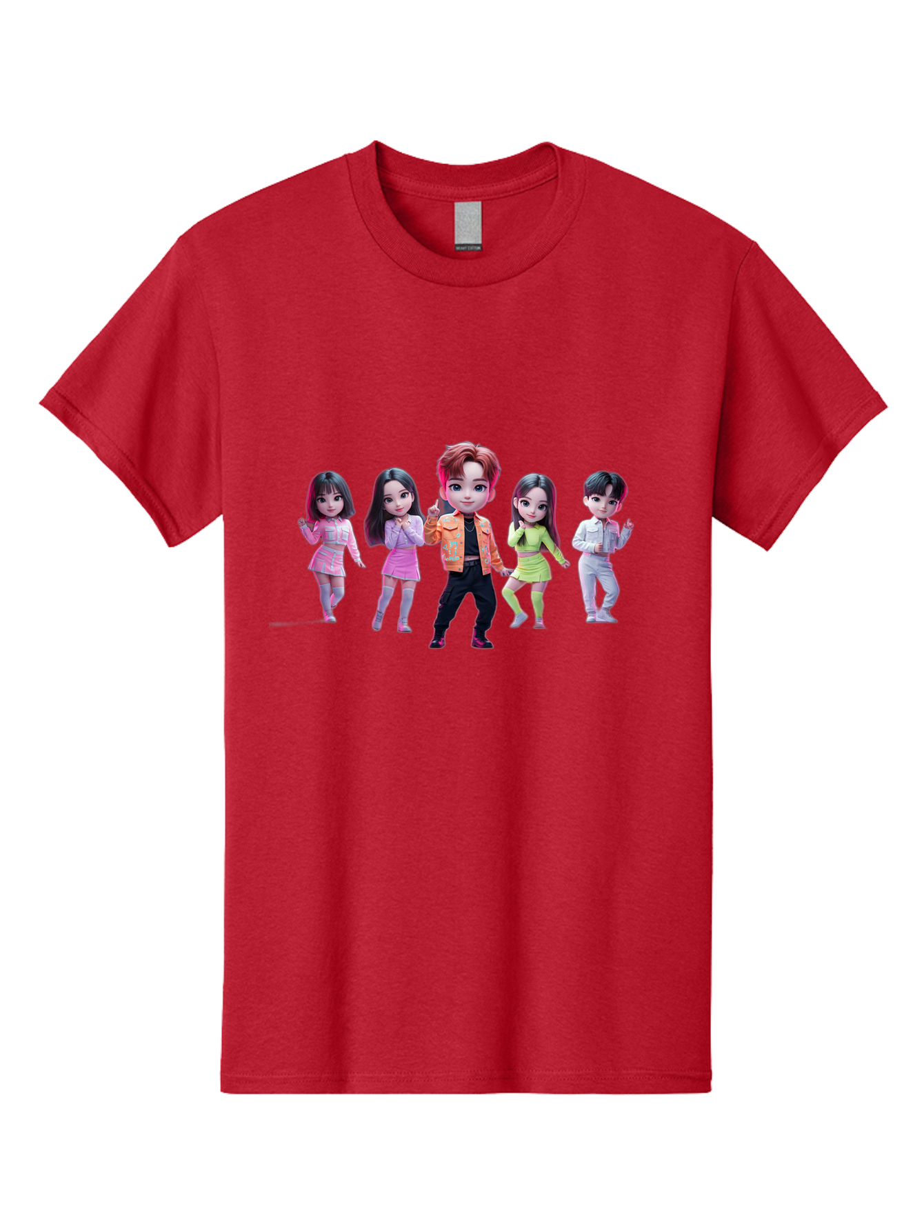 K-Pop-Group-2 Men'S Graphic Tee, 100% Cotton, Comfortable Casual Summer Wear, Machine Washable, K-Pop Idols, Group Of Dancers, Pastel Colors, Fashionable Outfits, Modern Style, Dancing Pose, Kawaii Aesthetic, Idol Culture, Pop Culture Bac091