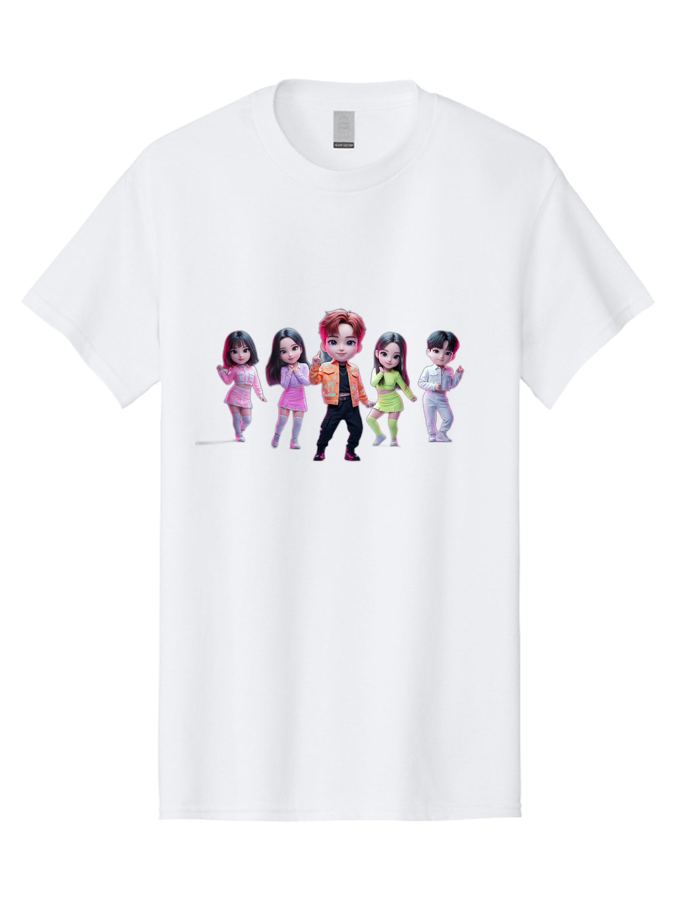 K-Pop-Group-2 Men'S Graphic Tee, 100% Cotton, Comfortable Casual Summer Wear, Machine Washable, K-Pop Idols, Group Of Dancers, Pastel Colors, Fashionable Outfits, Modern Style, Dancing Pose, Kawaii Aesthetic, Idol Culture, Pop Culture Bac091