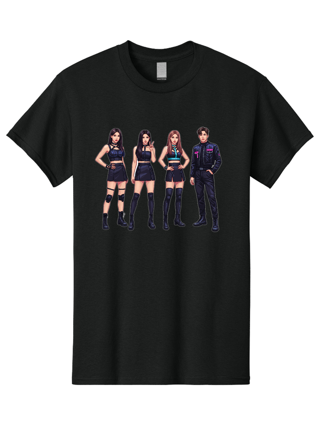 K-Pop-Group-8 Men'S Graphic Tee, 100% Cotton, Comfortable Casual Summer Wear, Machine Washable, K-Pop Fashion, Group Of Performers, Black Outfits, Stylish Clothing, Edgy Style, Modern Fashion Trends, Pop Culture Icons, Entertainment Industry, Bac097
