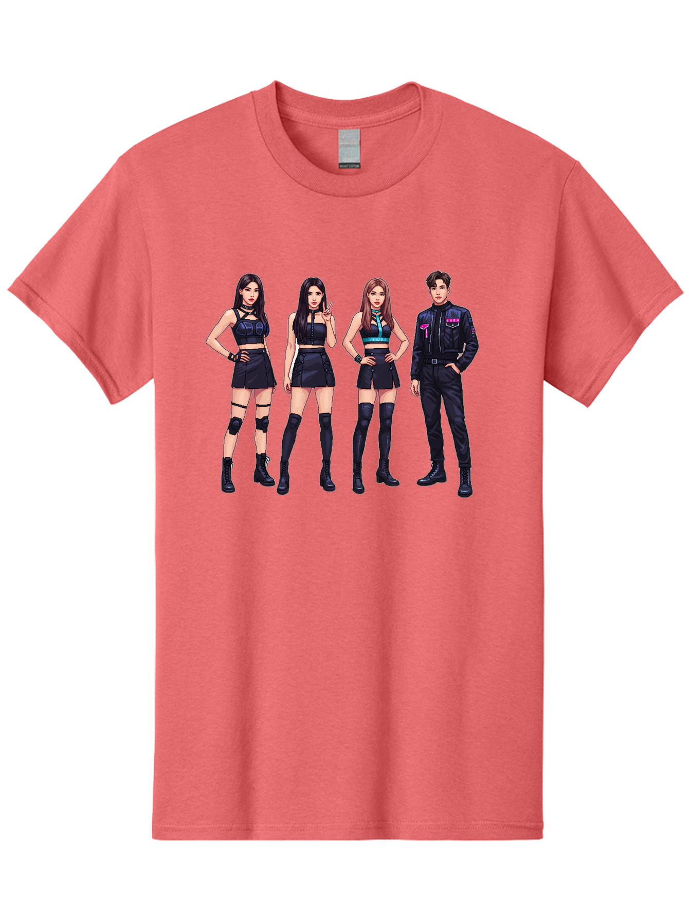 K-Pop-Group-8 Men'S Graphic Tee, 100% Cotton, Comfortable Casual Summer Wear, Machine Washable, K-Pop Fashion, Group Of Performers, Black Outfits, Stylish Clothing, Edgy Style, Modern Fashion Trends, Pop Culture Icons, Entertainment Industry, Bac097