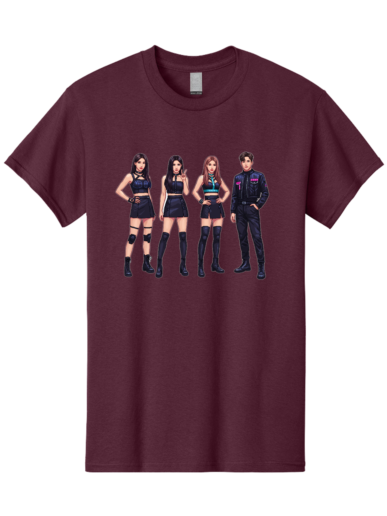 K-Pop-Group-8 Men'S Graphic Tee, 100% Cotton, Comfortable Casual Summer Wear, Machine Washable, K-Pop Fashion, Group Of Performers, Black Outfits, Stylish Clothing, Edgy Style, Modern Fashion Trends, Pop Culture Icons, Entertainment Industry, Bac097