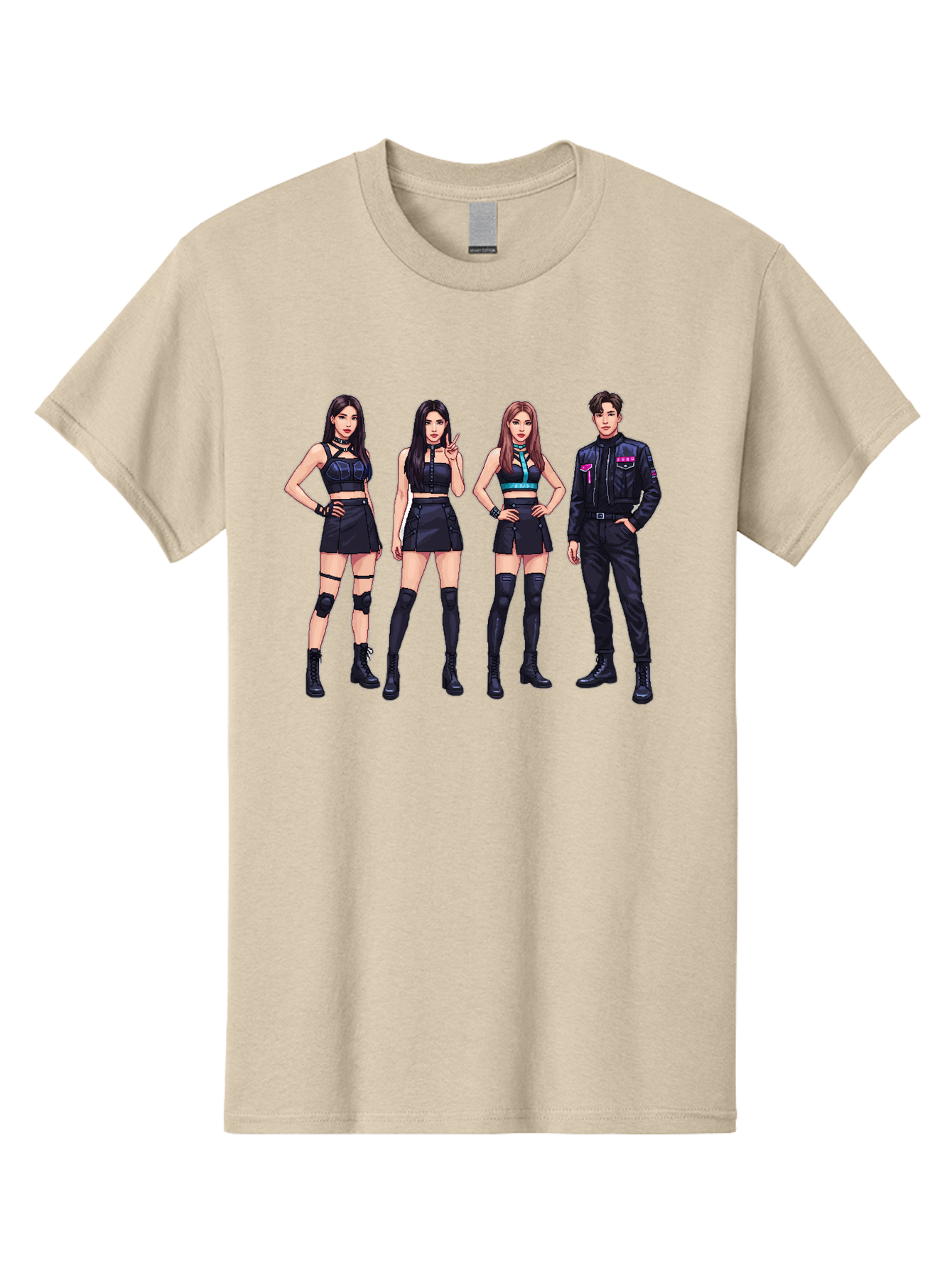 K-Pop-Group-8 Men'S Graphic Tee, 100% Cotton, Comfortable Casual Summer Wear, Machine Washable, K-Pop Fashion, Group Of Performers, Black Outfits, Stylish Clothing, Edgy Style, Modern Fashion Trends, Pop Culture Icons, Entertainment Industry, Bac097
