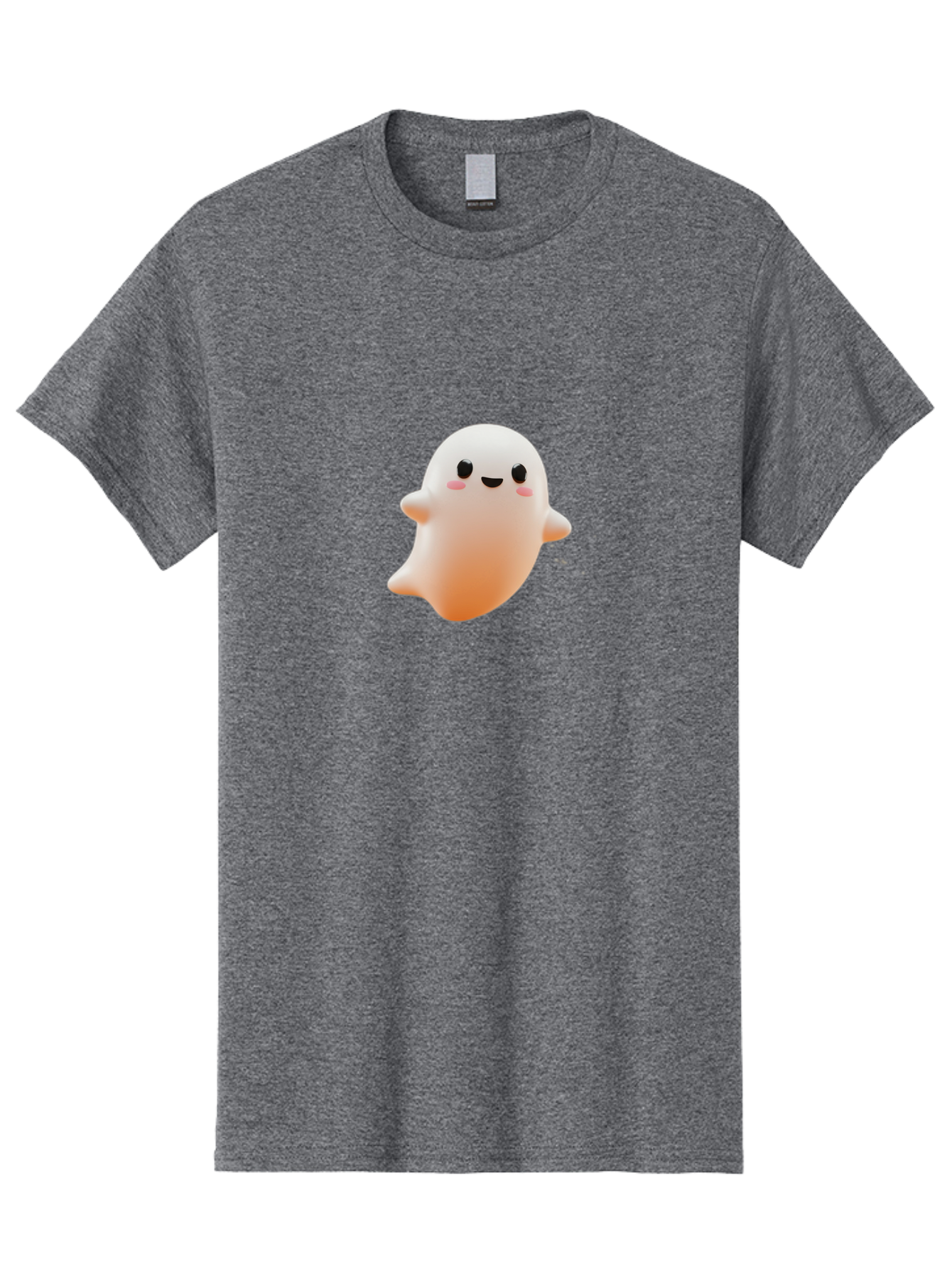 Kawaii-Ghost Men'S Graphic Tee, 100% Cotton, Comfortable Casual Summer Wear, Machine Washable, Cartoon Ghost, Cute Character, Adorable Design, Smiling Face, Pink Cheeks, White Ghost, Kawaii Art, Friendly Spirit, Halloween Character Bac105