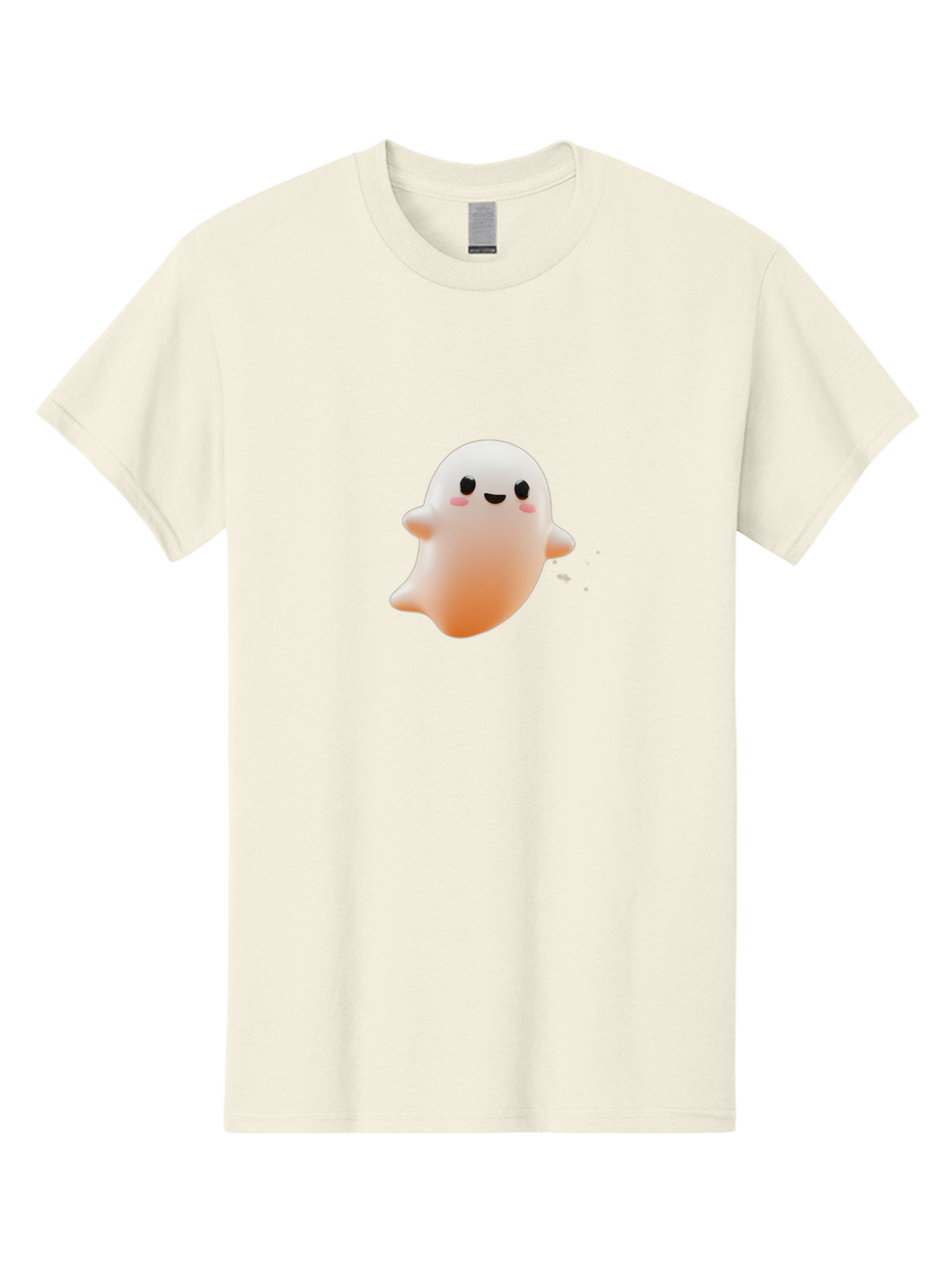Kawaii-Ghost Men'S Graphic Tee, 100% Cotton, Comfortable Casual Summer Wear, Machine Washable, Cartoon Ghost, Cute Character, Adorable Design, Smiling Face, Pink Cheeks, White Ghost, Kawaii Art, Friendly Spirit, Halloween Character Bac105