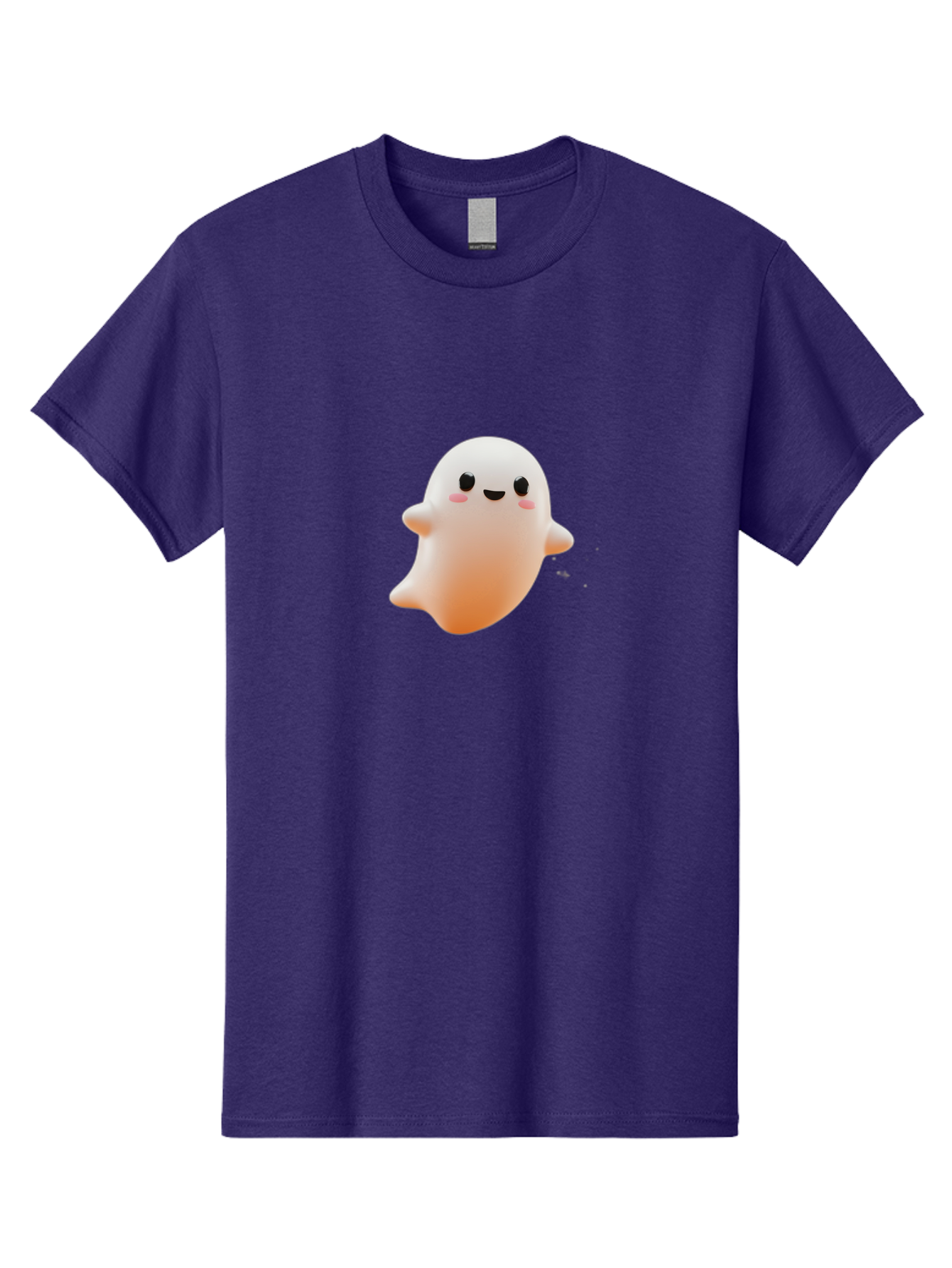 Kawaii-Ghost Men'S Graphic Tee, 100% Cotton, Comfortable Casual Summer Wear, Machine Washable, Cartoon Ghost, Cute Character, Adorable Design, Smiling Face, Pink Cheeks, White Ghost, Kawaii Art, Friendly Spirit, Halloween Character Bac105