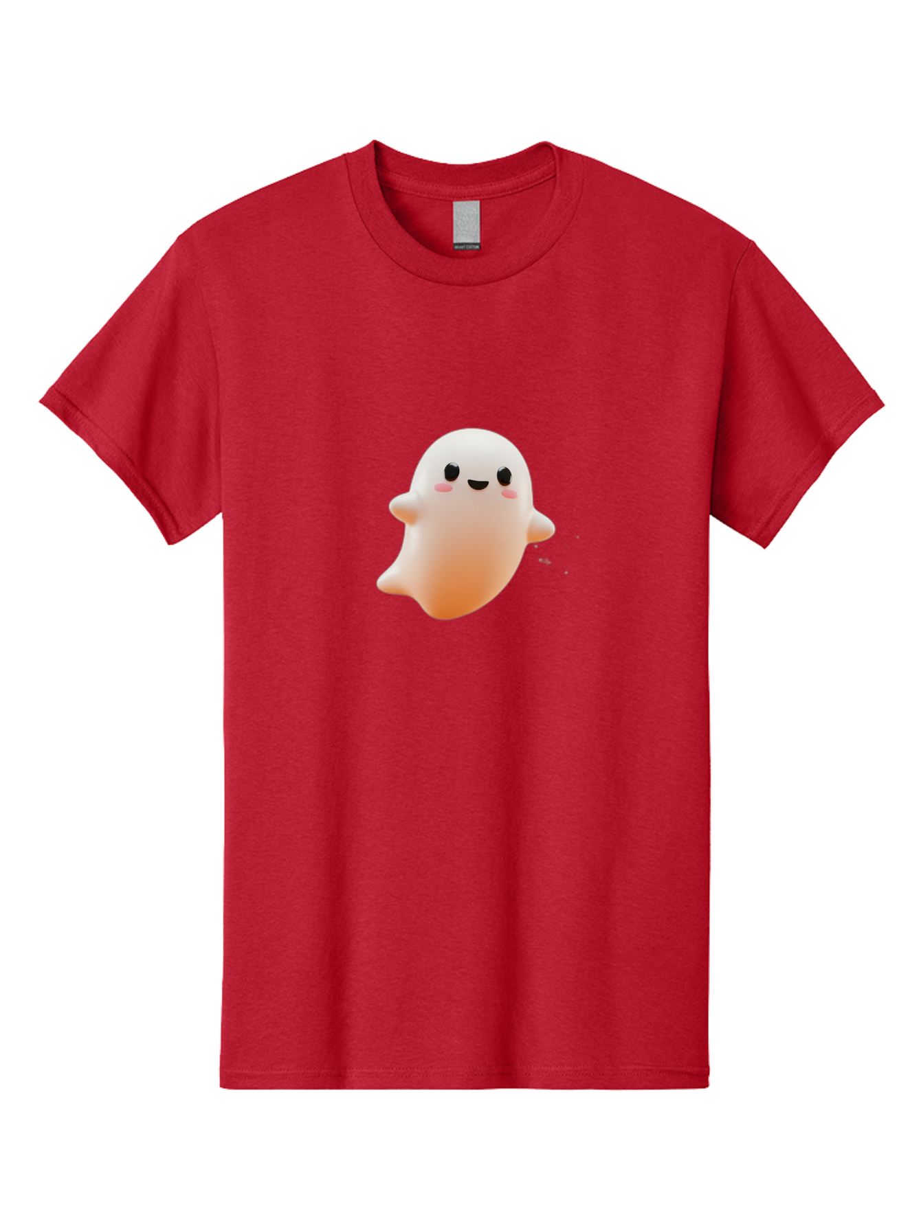 Kawaii-Ghost Men'S Graphic Tee, 100% Cotton, Comfortable Casual Summer Wear, Machine Washable, Cartoon Ghost, Cute Character, Adorable Design, Smiling Face, Pink Cheeks, White Ghost, Kawaii Art, Friendly Spirit, Halloween Character Bac105