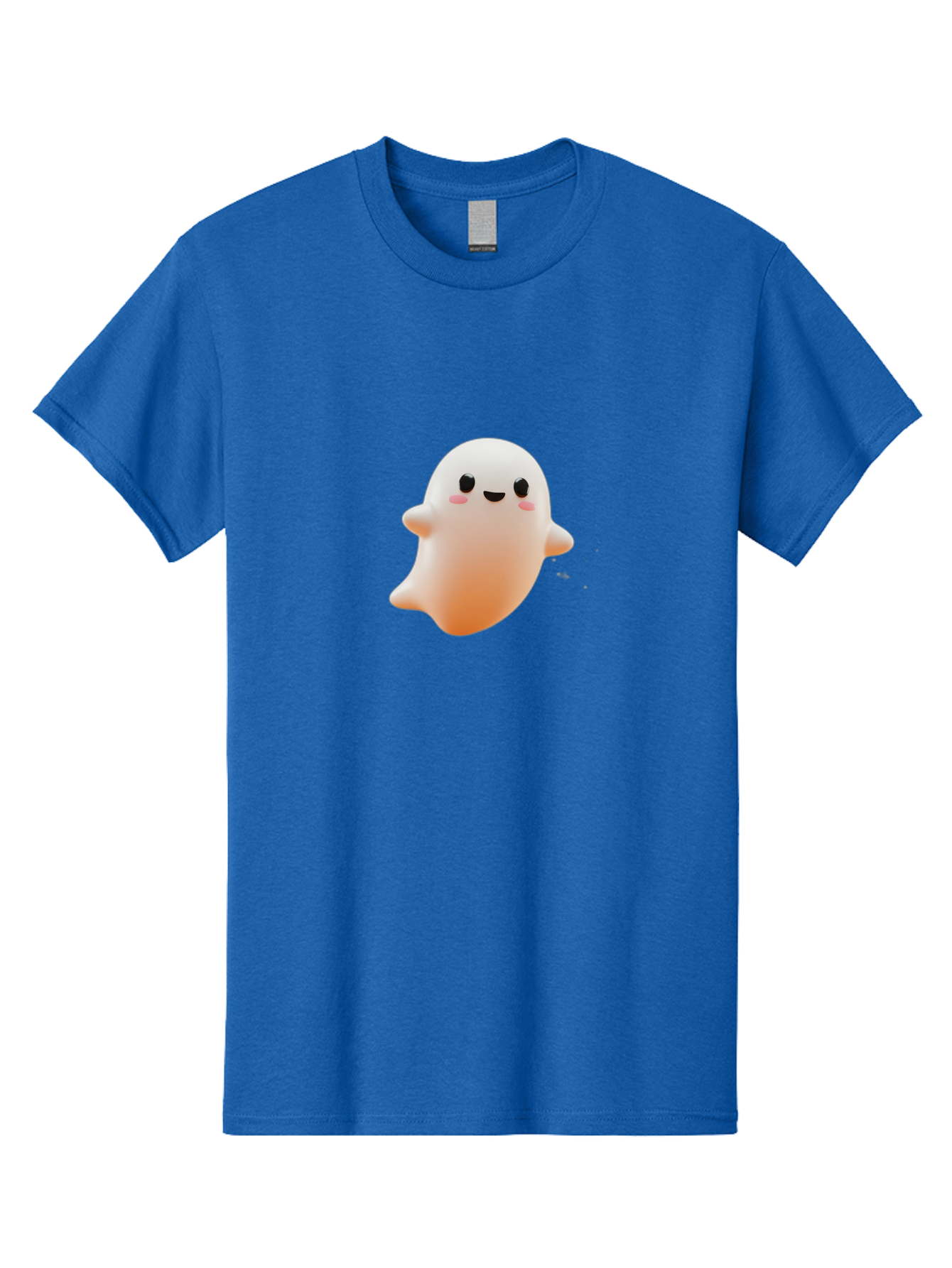 Kawaii-Ghost Men'S Graphic Tee, 100% Cotton, Comfortable Casual Summer Wear, Machine Washable, Cartoon Ghost, Cute Character, Adorable Design, Smiling Face, Pink Cheeks, White Ghost, Kawaii Art, Friendly Spirit, Halloween Character Bac105