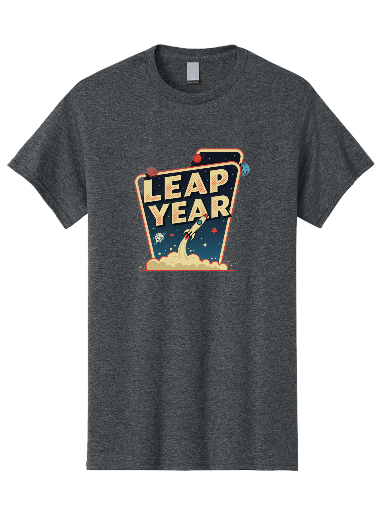 Leap-Year-1 Men'S Graphic Tee, 100% Cotton, Comfortable Casual Summer Wear, Machine Washable, Leap Year, Rocket Ship, Space Travel, Stars, Planets, Celestial Bodies, Retro-Futuristic, Vintage Space, Space Exploration, Launch Sequence Bac111