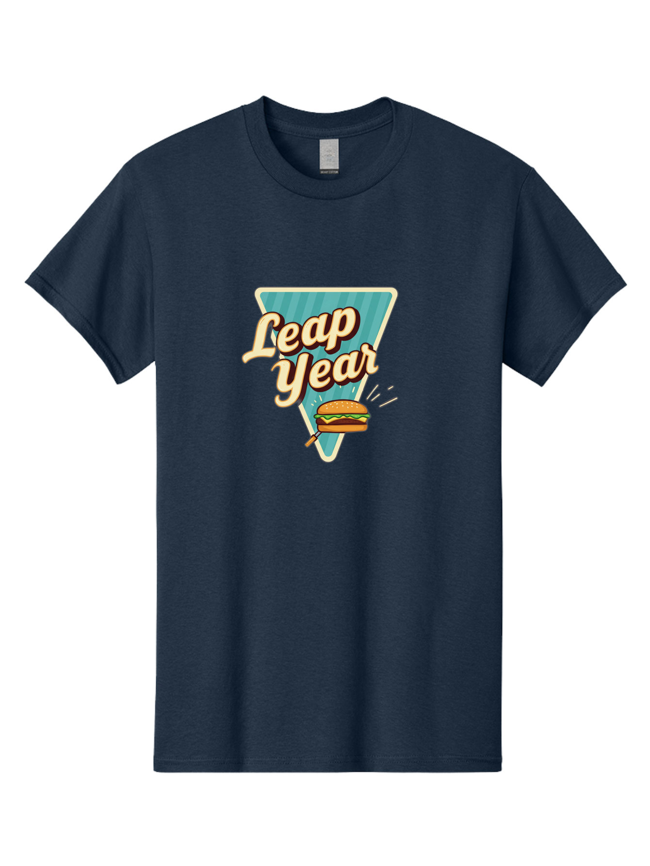 Leap-Year-2 Men'S Graphic Tee, 100% Cotton, Comfortable Casual Summer Wear, Machine Washable, Leap Year, Burger On A Fork, Cartoon Burger, Fun Food, Quirky Design, Playful Graphics, Vintage Style, Retro Illustration, Fun Concept Bac112