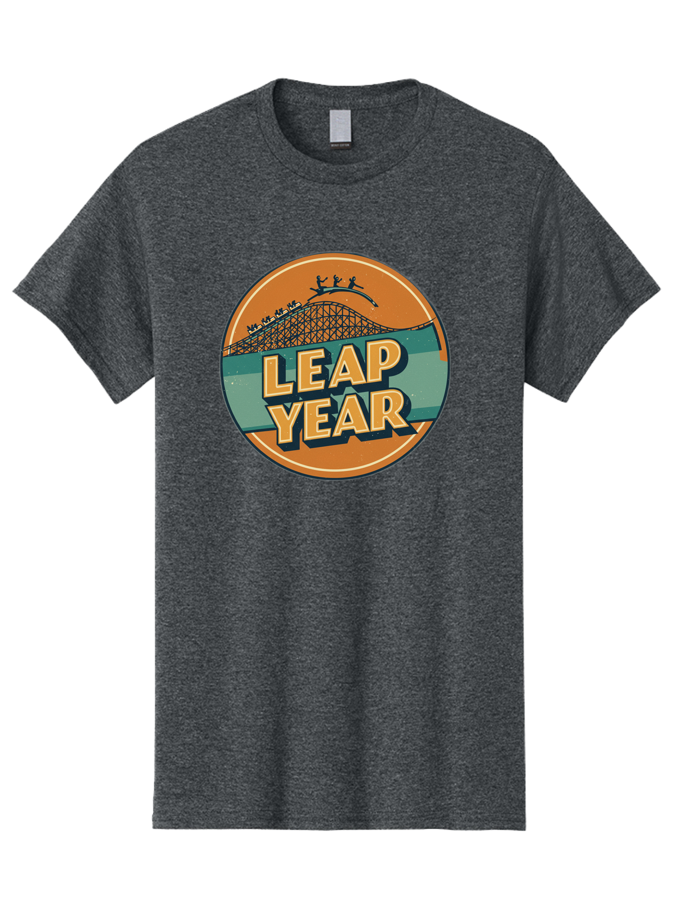 Leap-Year-3 Men'S Graphic Tee, 100% Cotton, Comfortable Casual Summer Wear, Machine Washable, Leap Year, Roller Coaster, Amusement Park, Thrill Ride, Adventure, Excitement, Fun, Joyful Leaps Bac113
