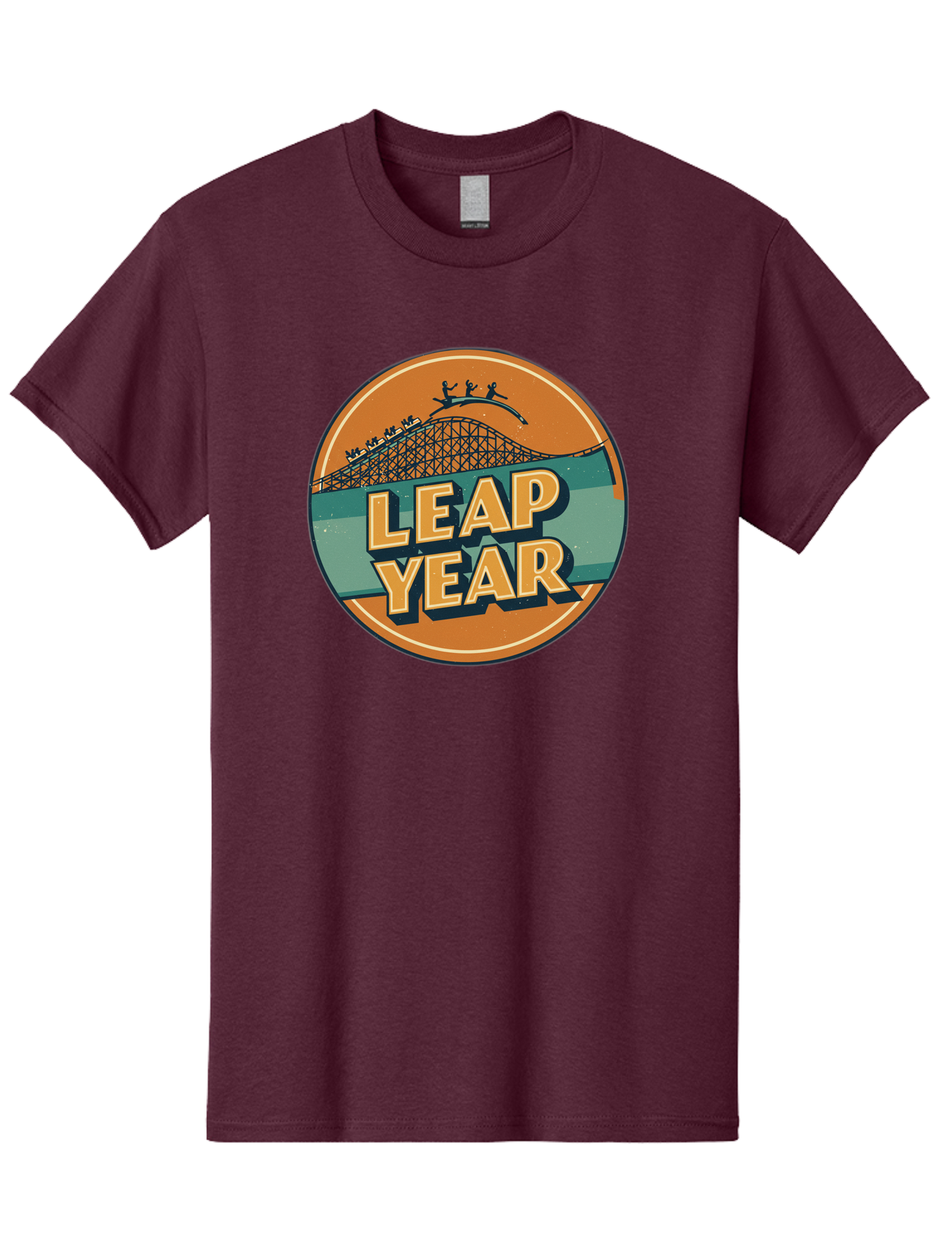 Leap-Year-3 Men'S Graphic Tee, 100% Cotton, Comfortable Casual Summer Wear, Machine Washable, Leap Year, Roller Coaster, Amusement Park, Thrill Ride, Adventure, Excitement, Fun, Joyful Leaps Bac113