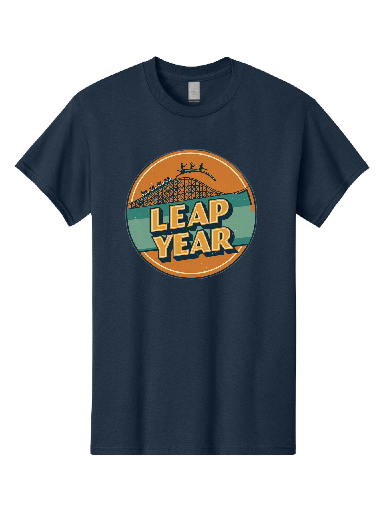 Leap-Year-3 Men'S Graphic Tee, 100% Cotton, Comfortable Casual Summer Wear, Machine Washable, Leap Year, Roller Coaster, Amusement Park, Thrill Ride, Adventure, Excitement, Fun, Joyful Leaps Bac113