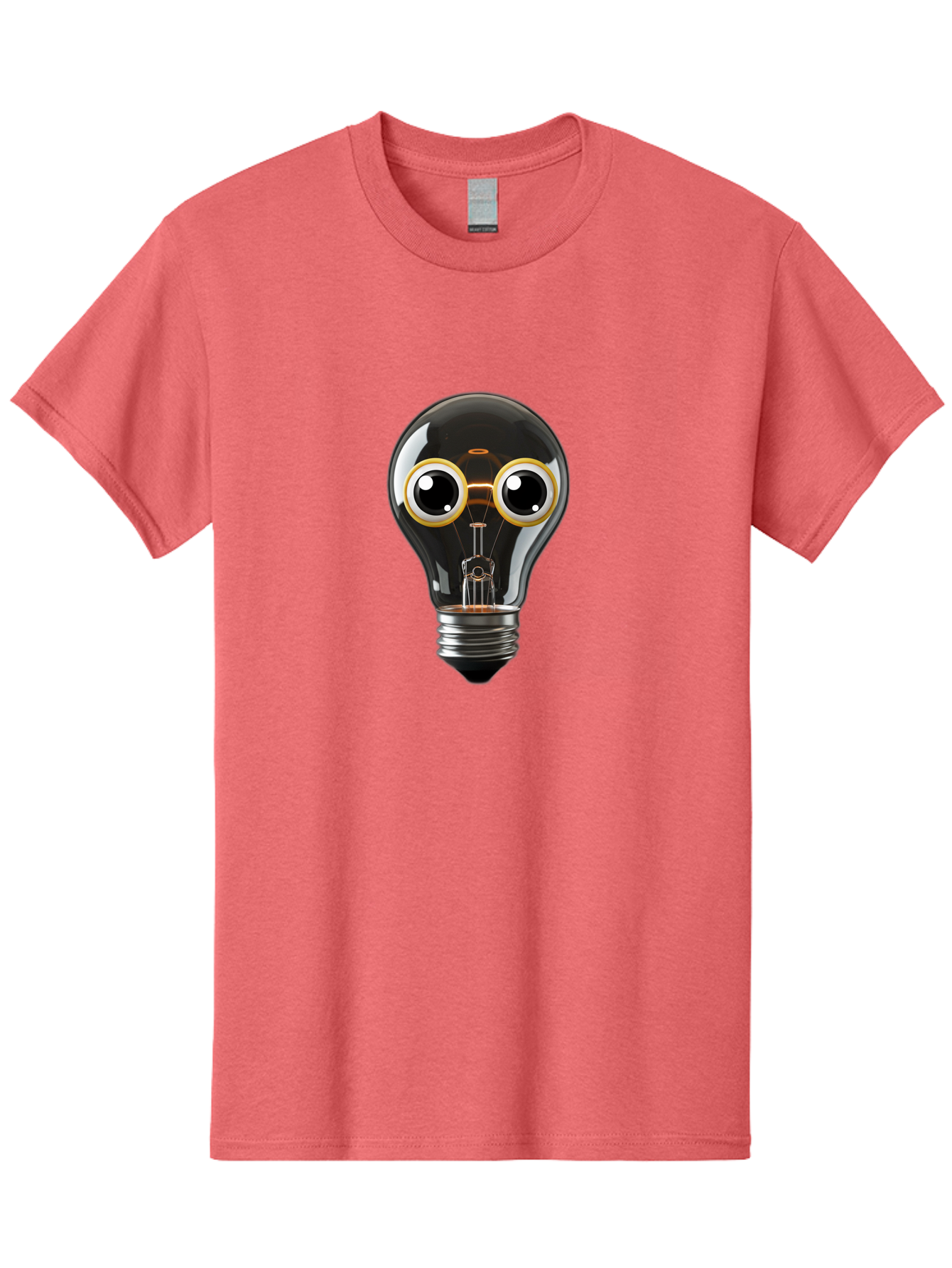 Light-Bulb-Eyes Men'S Graphic Tee, 100% Cotton, Comfortable Casual Summer Wear, Machine Washable, Cartoon Light Bulb, Light Bulb Character, Creative Idea, Innovation, Inspiration, Creative Thinking, Problem Solving Bac120
