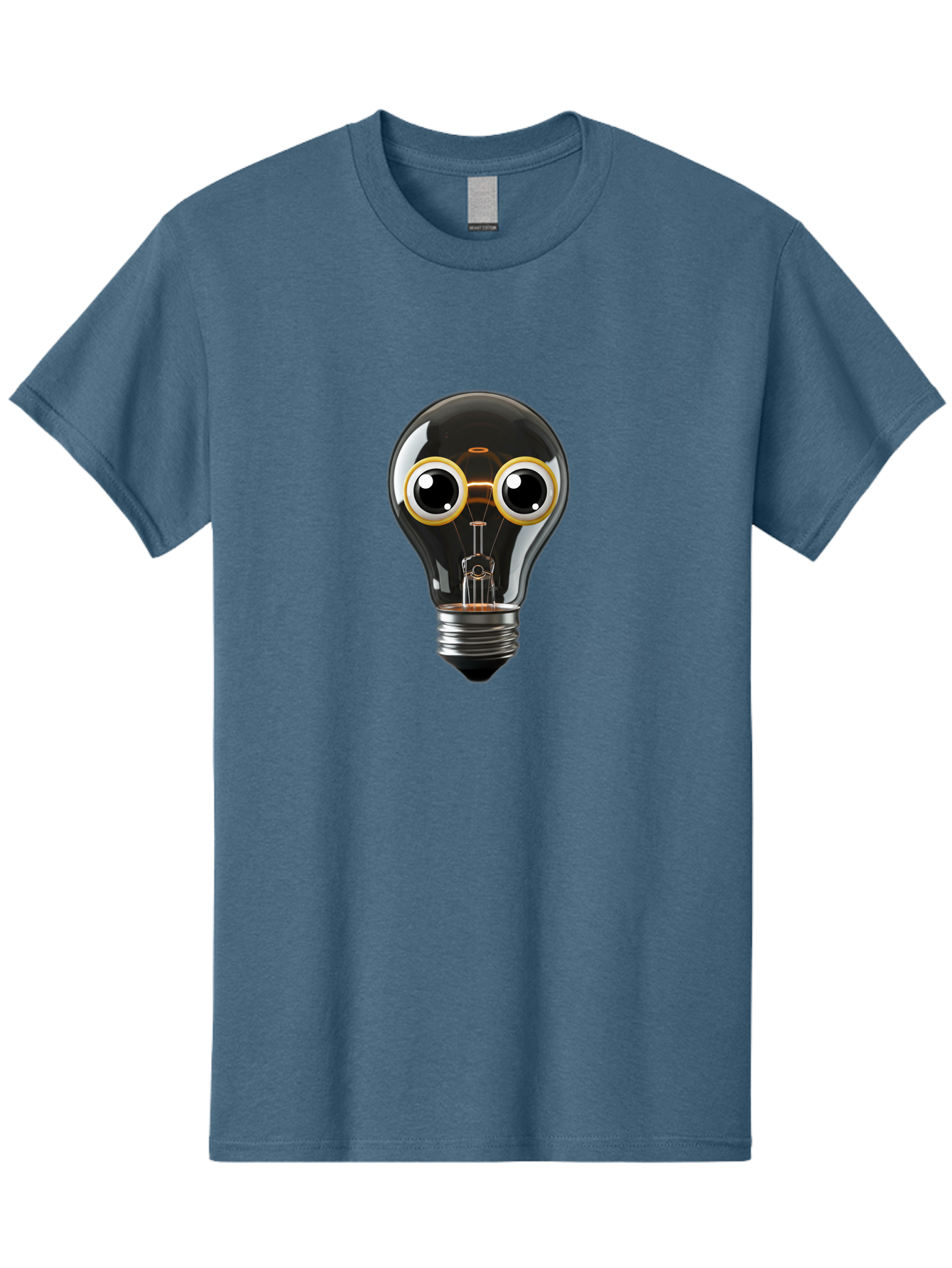 Light-Bulb-Eyes Men'S Graphic Tee, 100% Cotton, Comfortable Casual Summer Wear, Machine Washable, Cartoon Light Bulb, Light Bulb Character, Creative Idea, Innovation, Inspiration, Creative Thinking, Problem Solving Bac120
