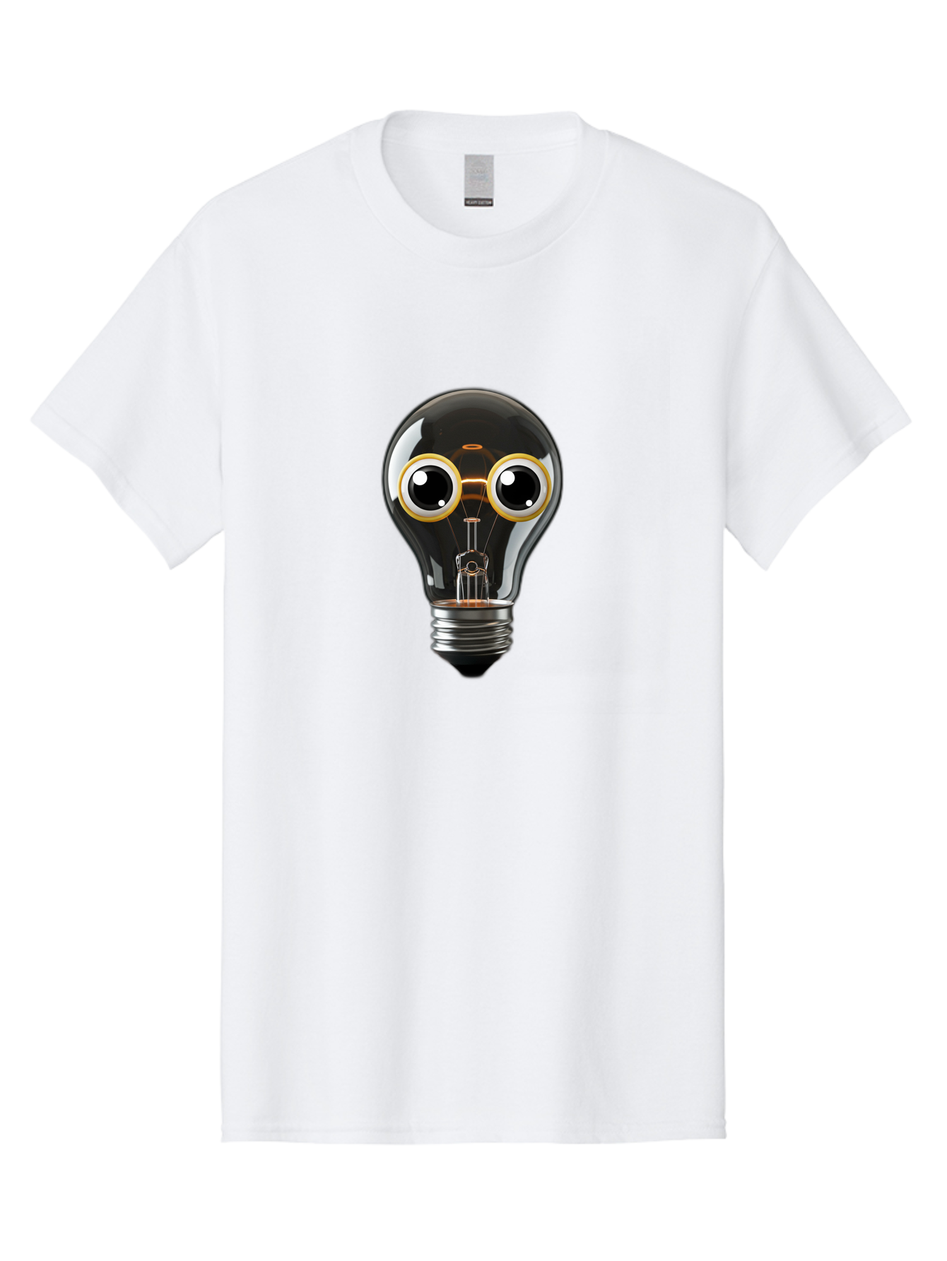 Light-Bulb-Eyes Men'S Graphic Tee, 100% Cotton, Comfortable Casual Summer Wear, Machine Washable, Cartoon Light Bulb, Light Bulb Character, Creative Idea, Innovation, Inspiration, Creative Thinking, Problem Solving Bac120