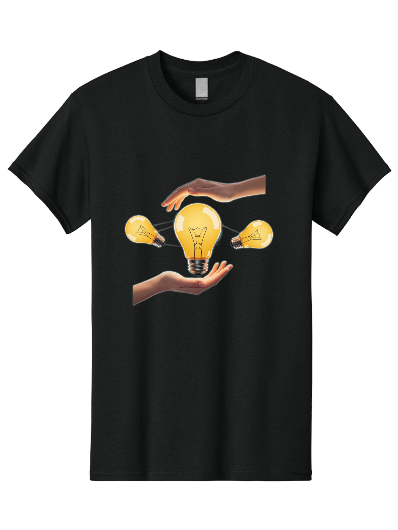 Light-Bulb Men'S Graphic Tee, 100% Cotton, Comfortable Casual Summer Wear, Machine Washable, Creative Idea, Light Bulb Moment, Innovative Thinking, Brainstorming Session, Teamwork, Collaboration, Problem Solving, Glow, Inspiration Bac121