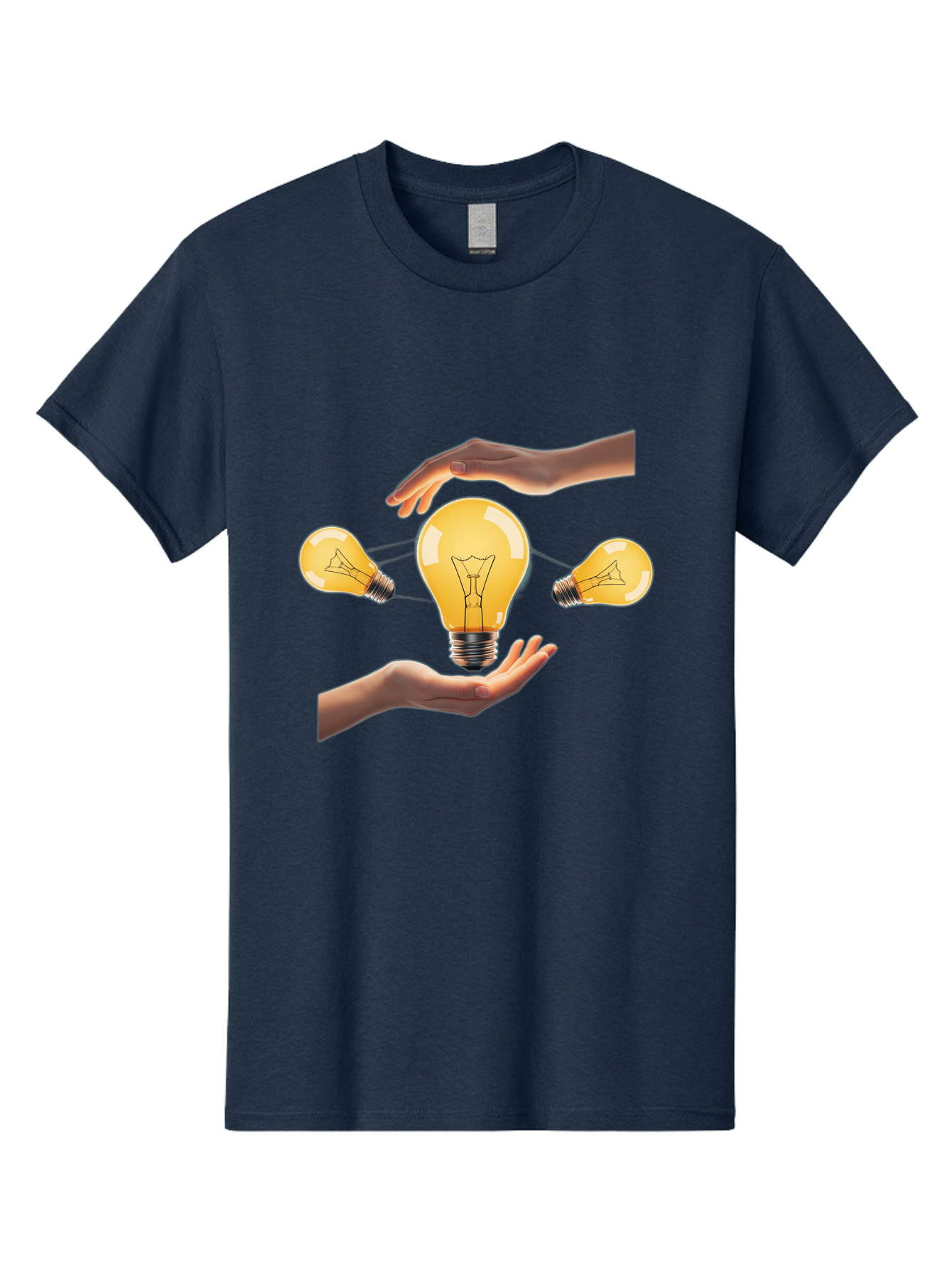 Light-Bulb Men'S Graphic Tee, 100% Cotton, Comfortable Casual Summer Wear, Machine Washable, Creative Idea, Light Bulb Moment, Innovative Thinking, Brainstorming Session, Teamwork, Collaboration, Problem Solving, Glow, Inspiration Bac121