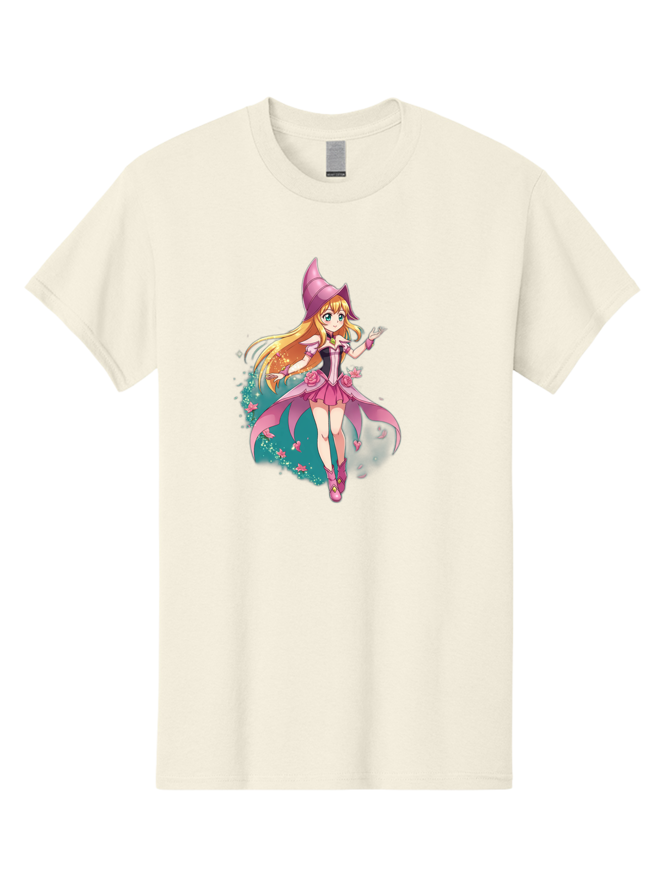 Lockette Men'S Graphic Tee, 100% Cotton, Comfortable Casual Summer Wear, Machine Washable, Anime Girl, Magical Powers, Fantasy Illustration, Pink Dress, Blonde Hair, Blue Eyes, Pink Hat, Charming Character, Winx Club Bac122