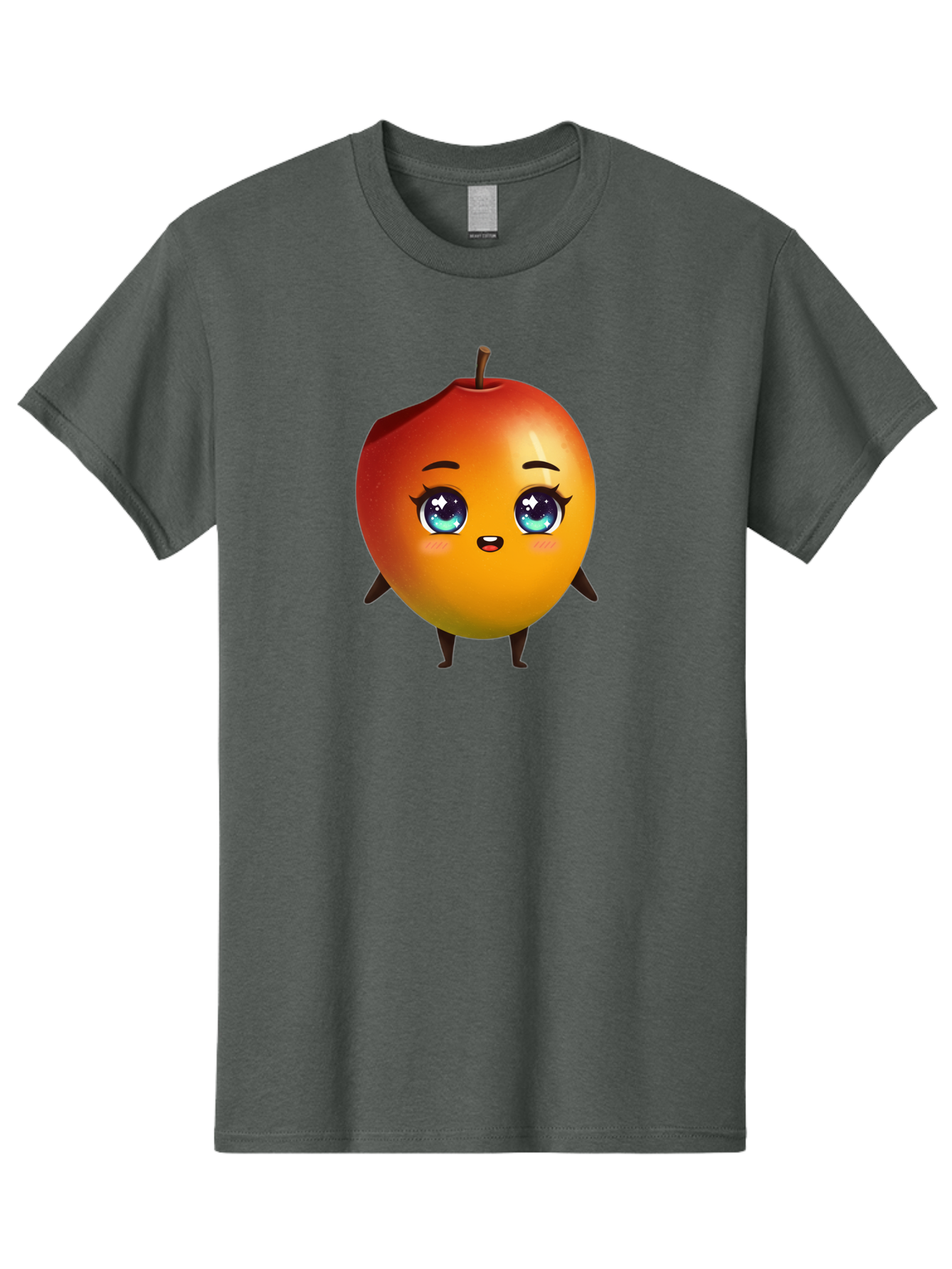 Mango-1 Men'S Graphic Tee, 100% Cotton, Comfortable Casual Summer Wear, Machine Washable, Cartoon Apple, Kawaii Fruit, Adorable Character, Big Eyes, Sweet Expression, Playful Design, Vibrant Colors, Fun Illustration, Kawaii Art Bac128