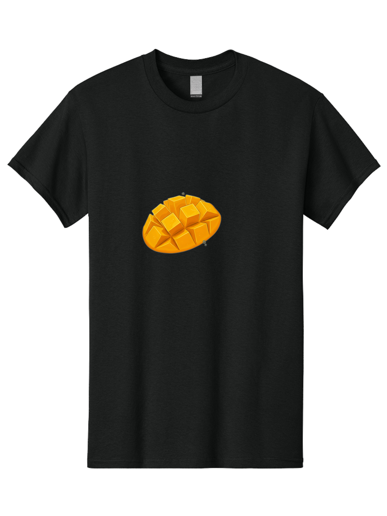 Mango-3 Men'S Graphic Tee, 100% Cotton, Comfortable Casual Summer Wear, Machine Washable, Cubed Mango, Diced Mango, Mango Fruit, Orange Fruit, 3D Illustration, Mango Chunks, Vibrant Orange, Fruit Graphic, Food Illustration Bac130