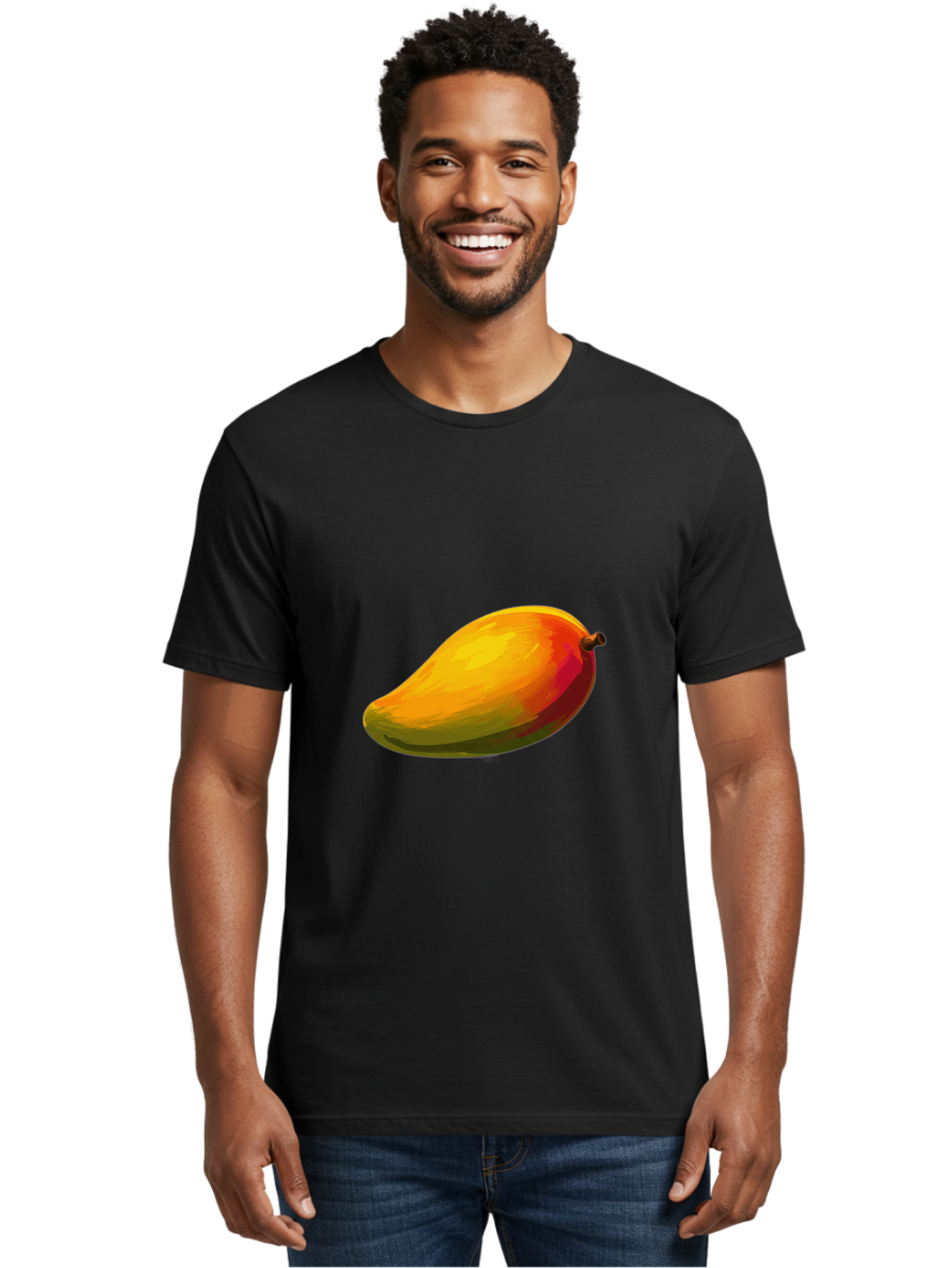 Mango-4 Men'S Graphic Tee, 100% Cotton, Comfortable Casual Summer Wear, Machine Washable, Yellow Mango, Ripe Fruit, Tropical Flavor, Sweet Juice, Vibrant Color, Digital Art, Fruit Illustration, Mango Graphic Bac131