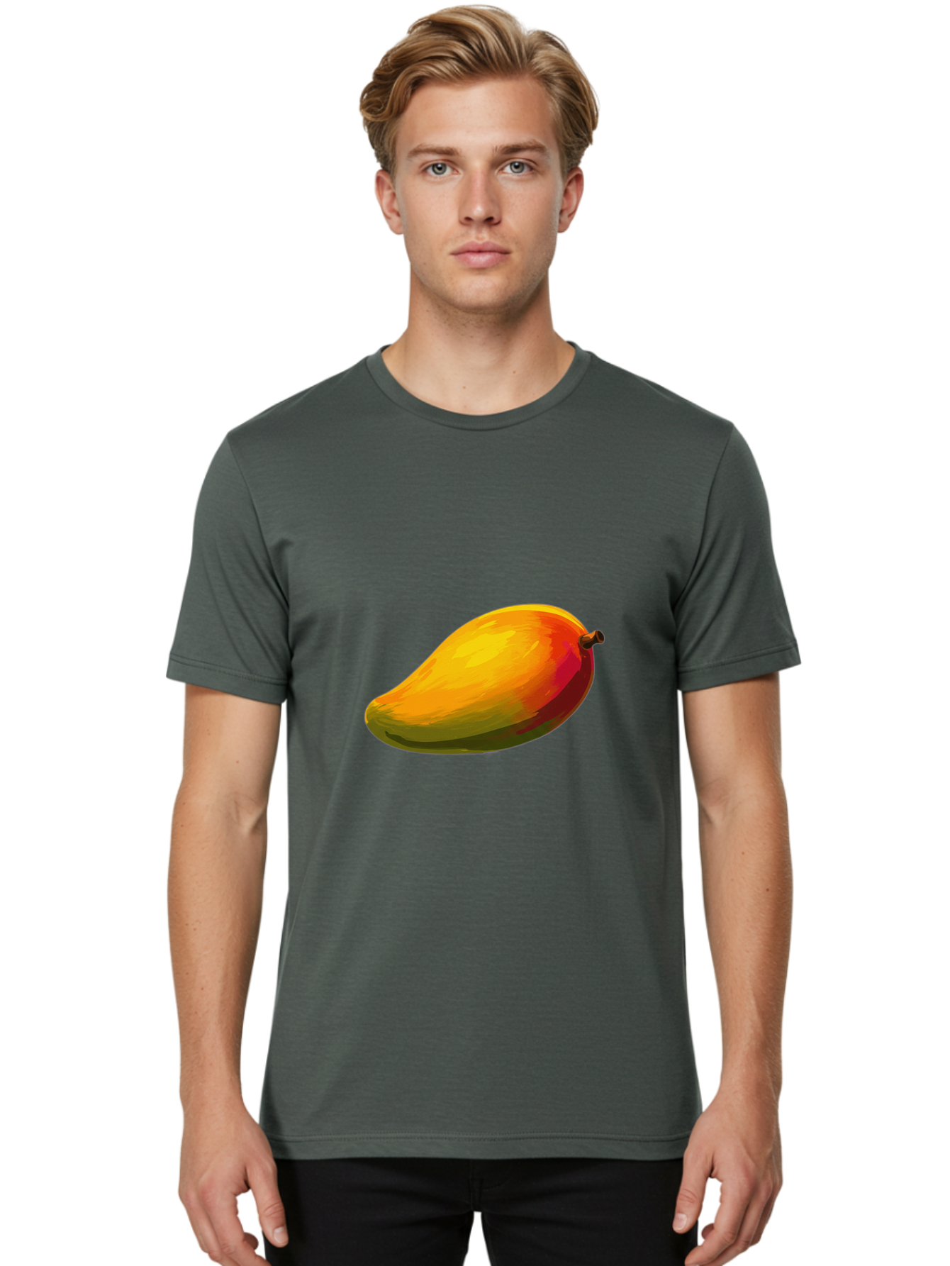 Mango-4 Men'S Graphic Tee, 100% Cotton, Comfortable Casual Summer Wear, Machine Washable, Yellow Mango, Ripe Fruit, Tropical Flavor, Sweet Juice, Vibrant Color, Digital Art, Fruit Illustration, Mango Graphic Bac131