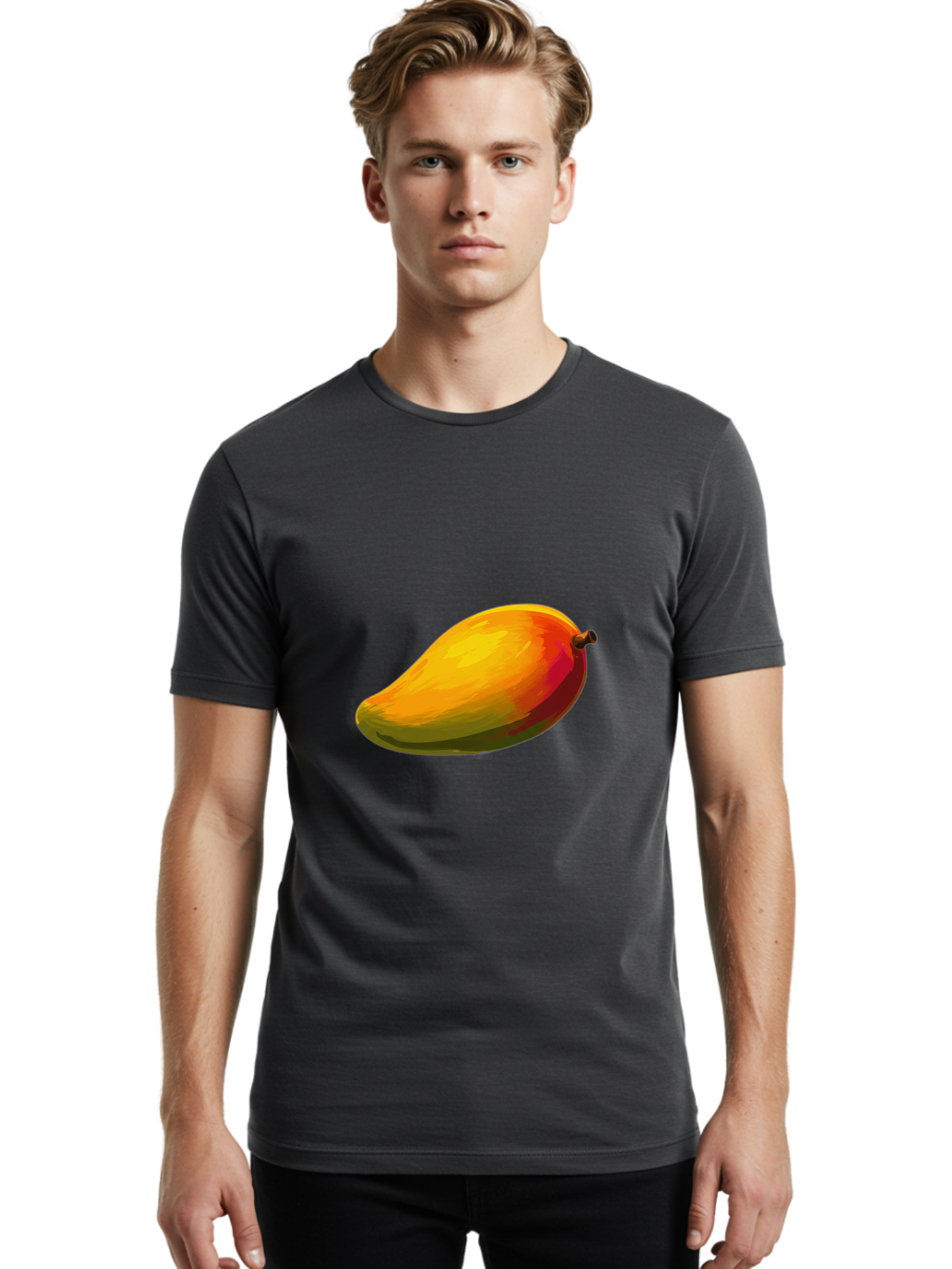 Mango-4 Men'S Graphic Tee, 100% Cotton, Comfortable Casual Summer Wear, Machine Washable, Yellow Mango, Ripe Fruit, Tropical Flavor, Sweet Juice, Vibrant Color, Digital Art, Fruit Illustration, Mango Graphic Bac131