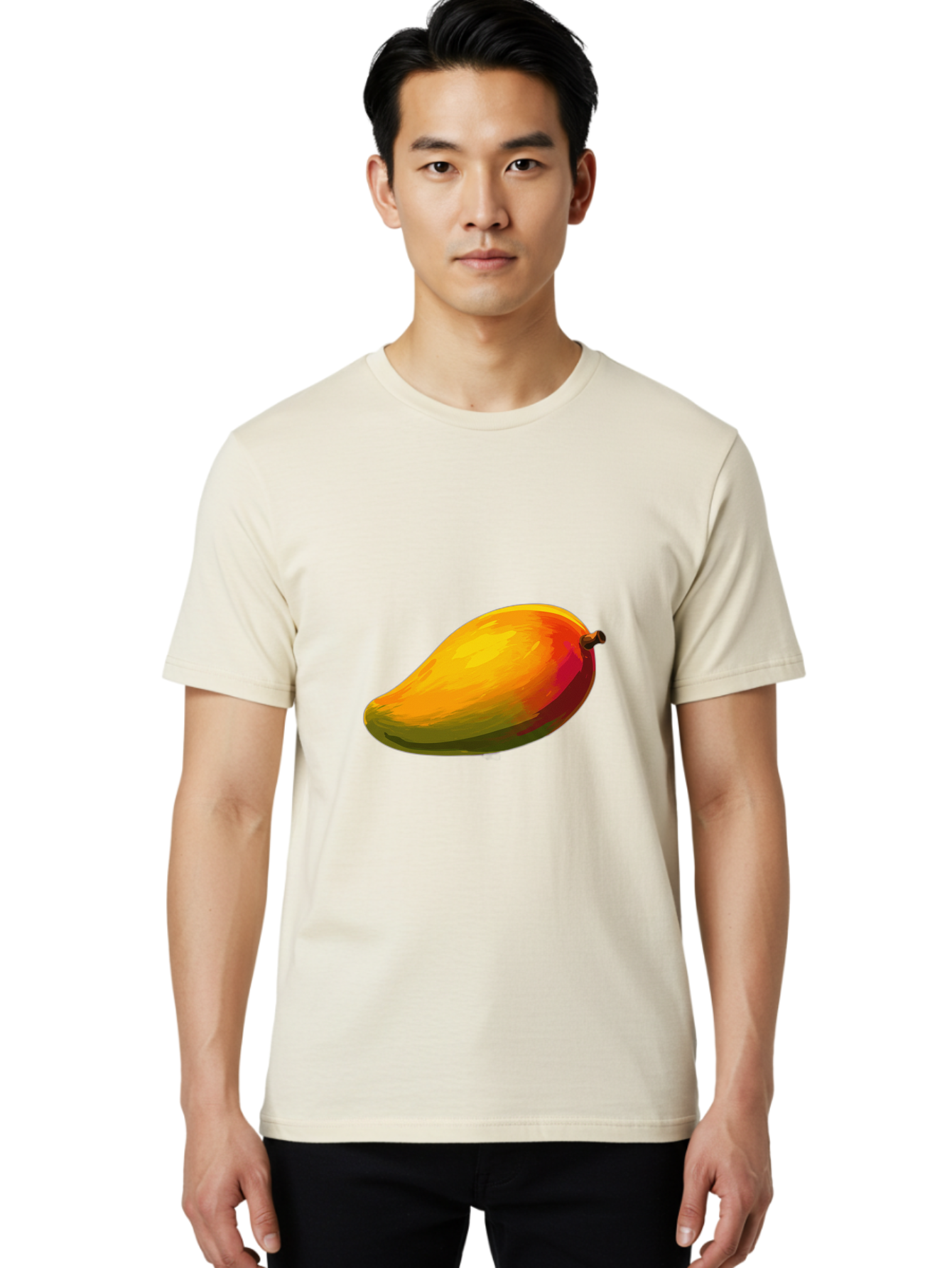 Mango-4 Men'S Graphic Tee, 100% Cotton, Comfortable Casual Summer Wear, Machine Washable, Yellow Mango, Ripe Fruit, Tropical Flavor, Sweet Juice, Vibrant Color, Digital Art, Fruit Illustration, Mango Graphic Bac131
