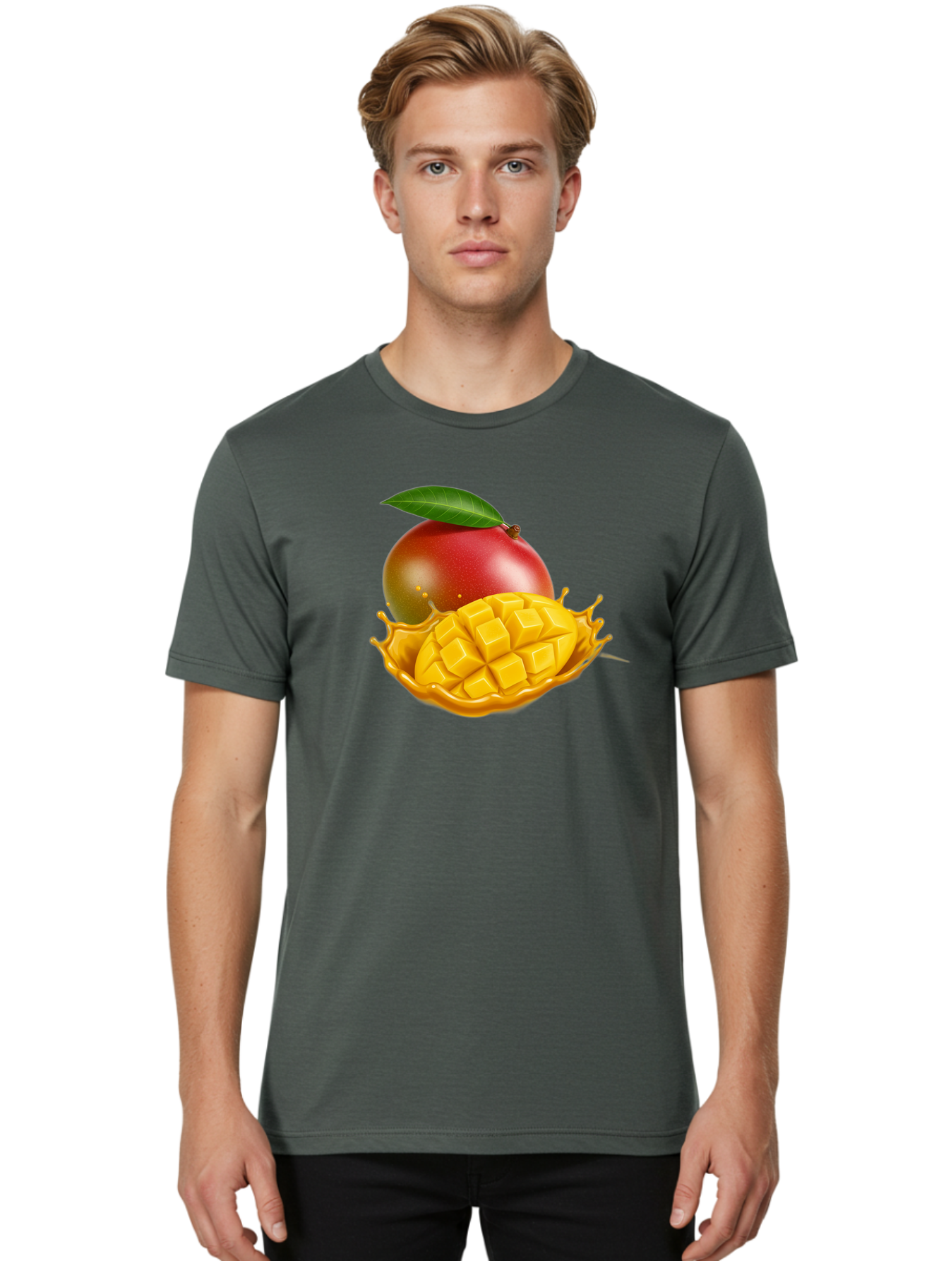 Mango-5 Men'S Graphic Tee, 100% Cotton, Comfortable Casual Summer Wear, Machine Washable, Juicy Mango, Mango Chunks, Fresh Fruit, Yellow Mango, Ripe Mango, Mango Juice, Tropical Flavors, Sweet And Tangy Bac132