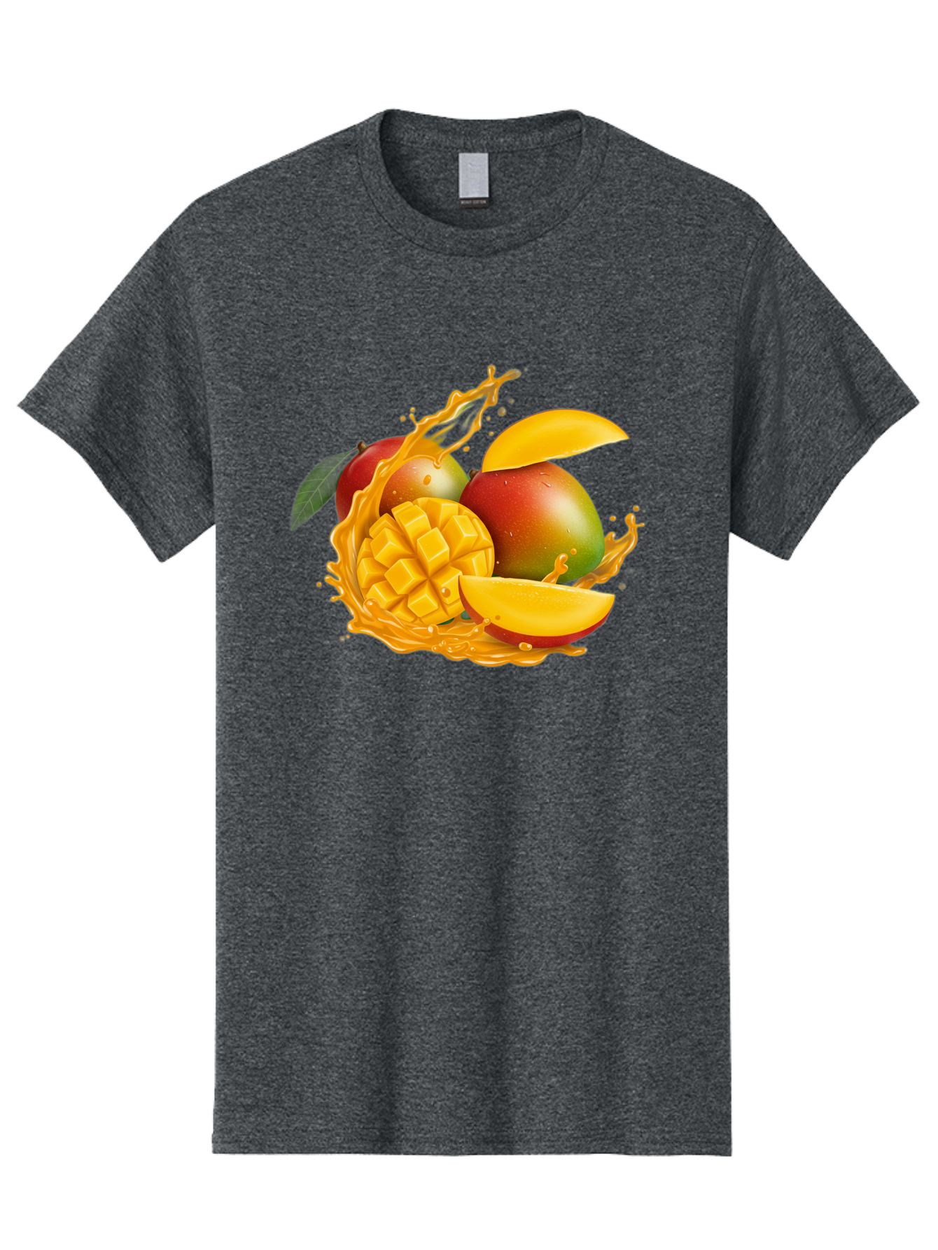 Mango-6 Men'S Graphic Tee, 100% Cotton, Comfortable Casual Summer Wear, Machine Washable, Juicy Mango, Mango Slices, Mango Chunks, Fresh Fruit, Tropical Fruit, Vibrant Colors, Splashing Juice, Mango Juice Bac133