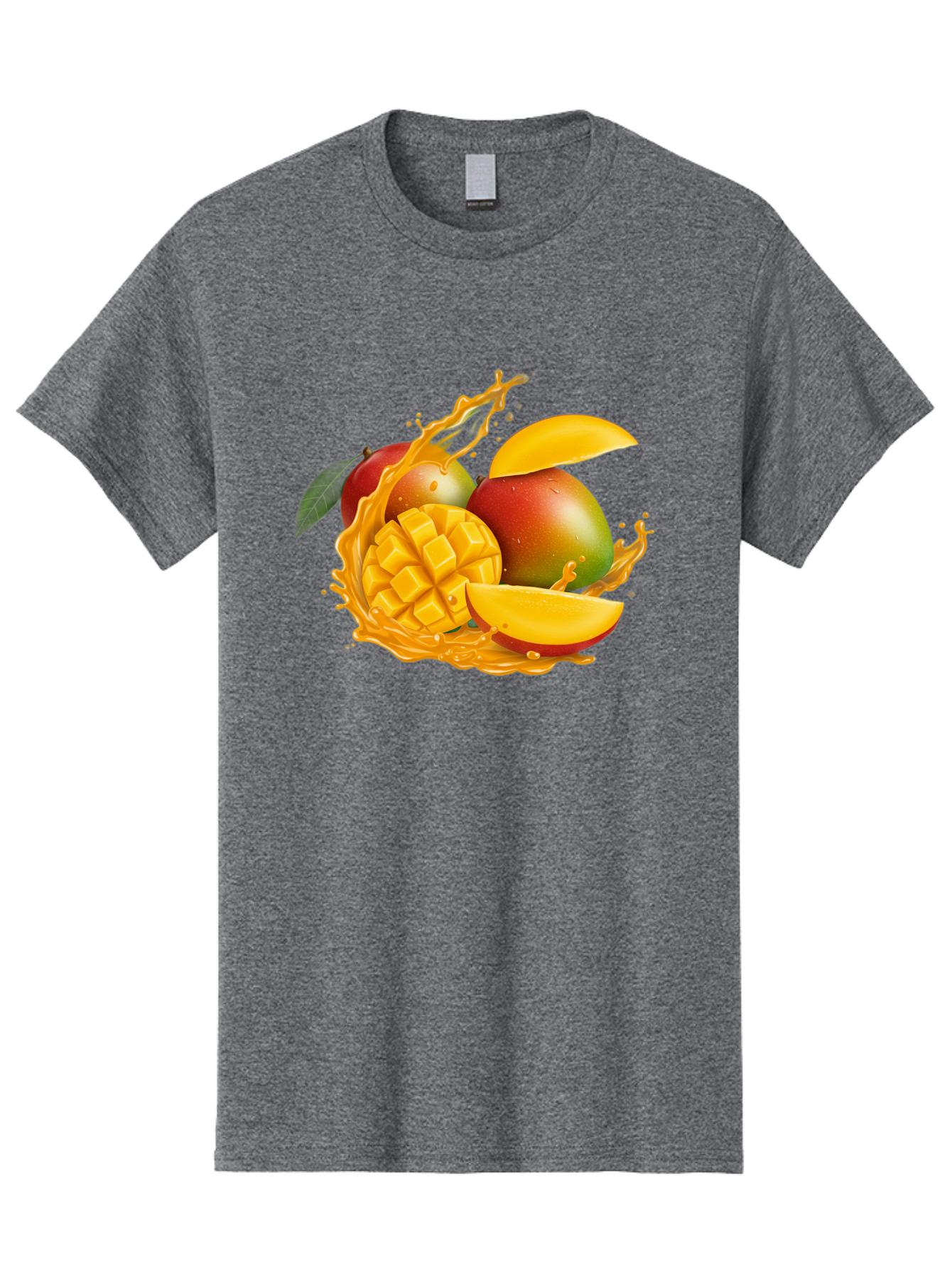Mango-6 Men'S Graphic Tee, 100% Cotton, Comfortable Casual Summer Wear, Machine Washable, Juicy Mango, Mango Slices, Mango Chunks, Fresh Fruit, Tropical Fruit, Vibrant Colors, Splashing Juice, Mango Juice Bac133