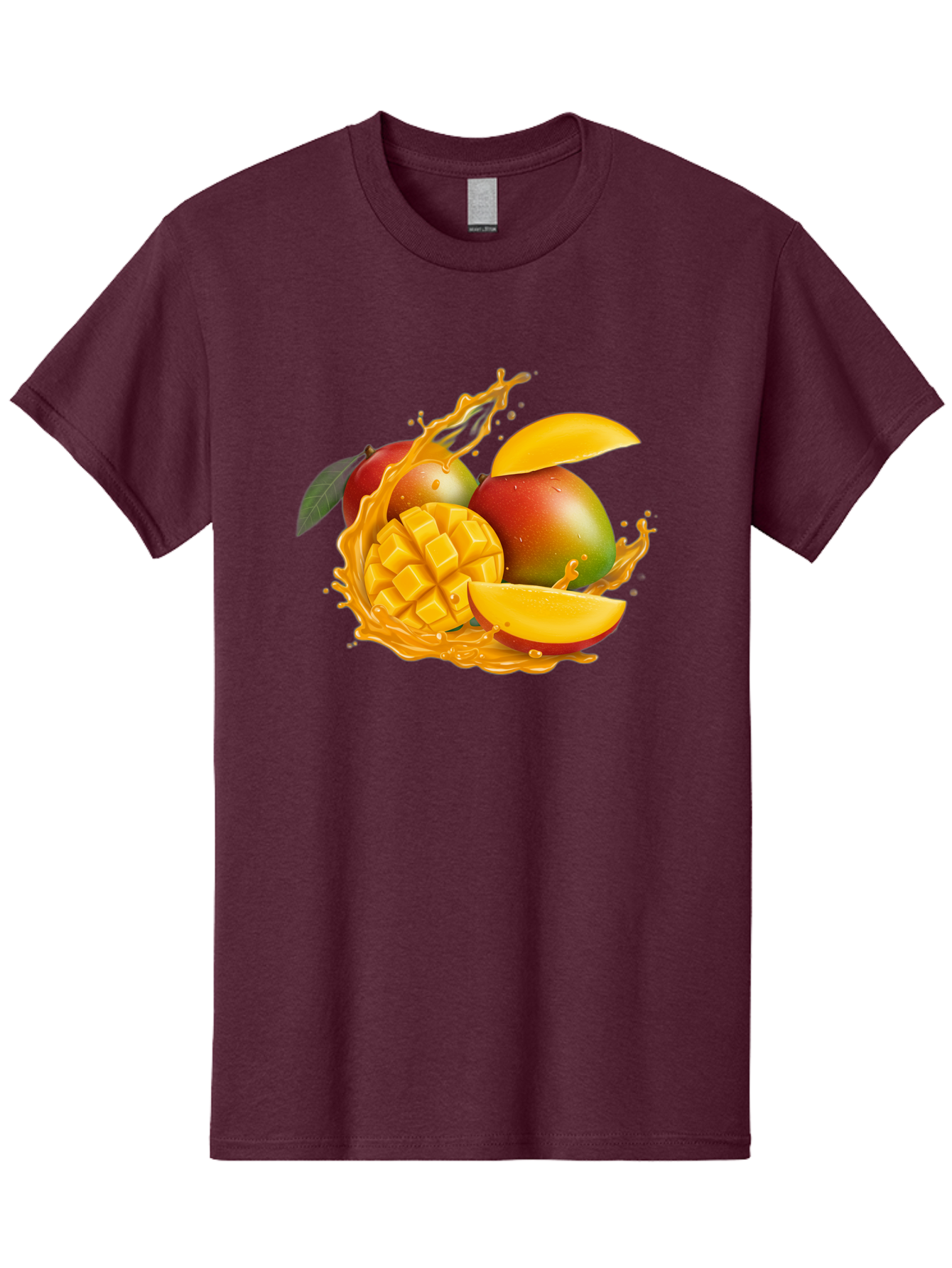 Mango-6 Men'S Graphic Tee, 100% Cotton, Comfortable Casual Summer Wear, Machine Washable, Juicy Mango, Mango Slices, Mango Chunks, Fresh Fruit, Tropical Fruit, Vibrant Colors, Splashing Juice, Mango Juice Bac133